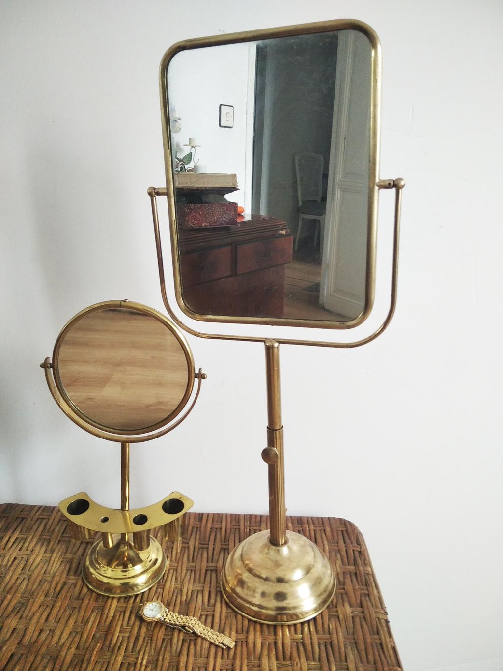  Extra Large Brass Dressing Table Mirror Art Deco 1