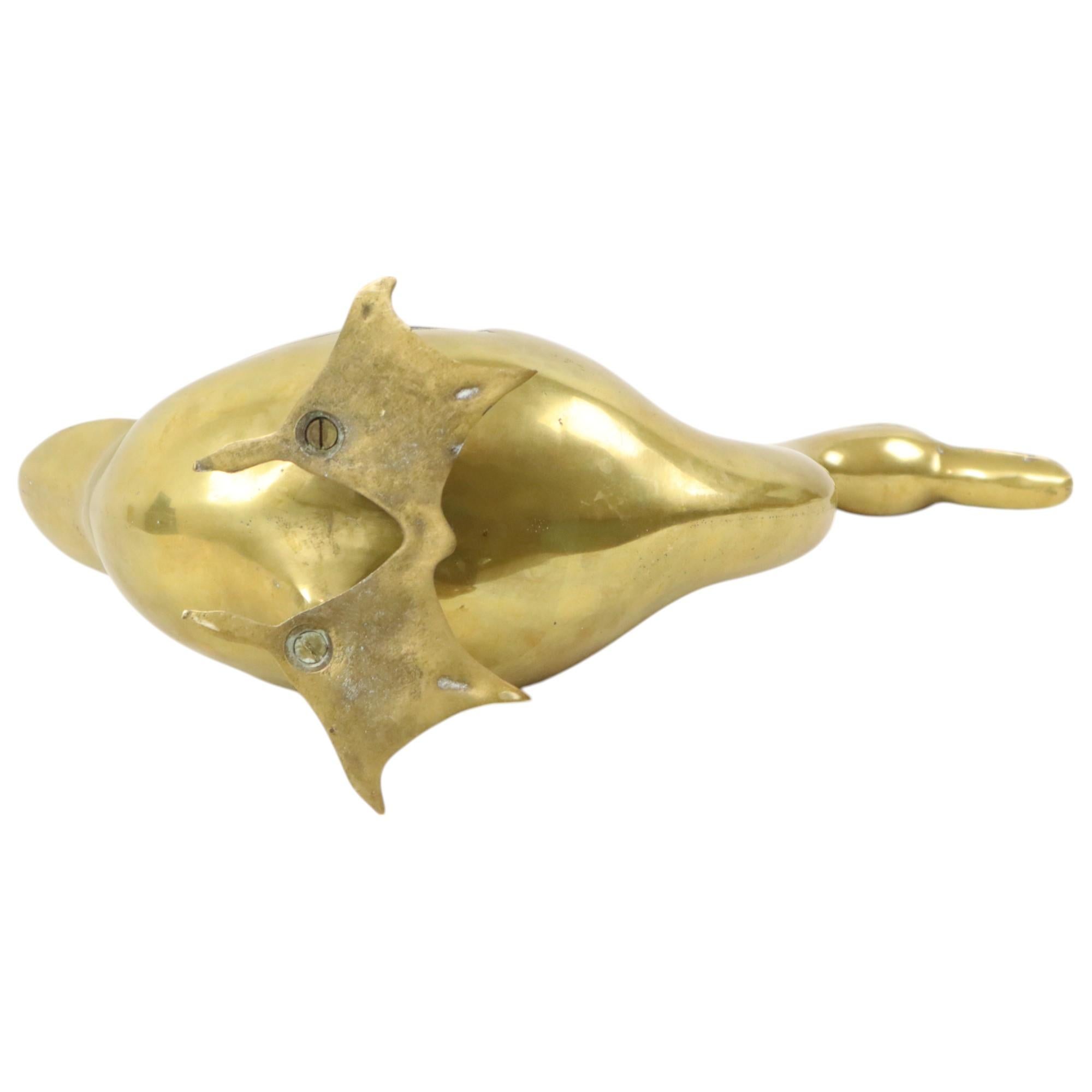Grande scultura di anatra in ottone, statua degli anni Settanta, 34 cm in vendita 4