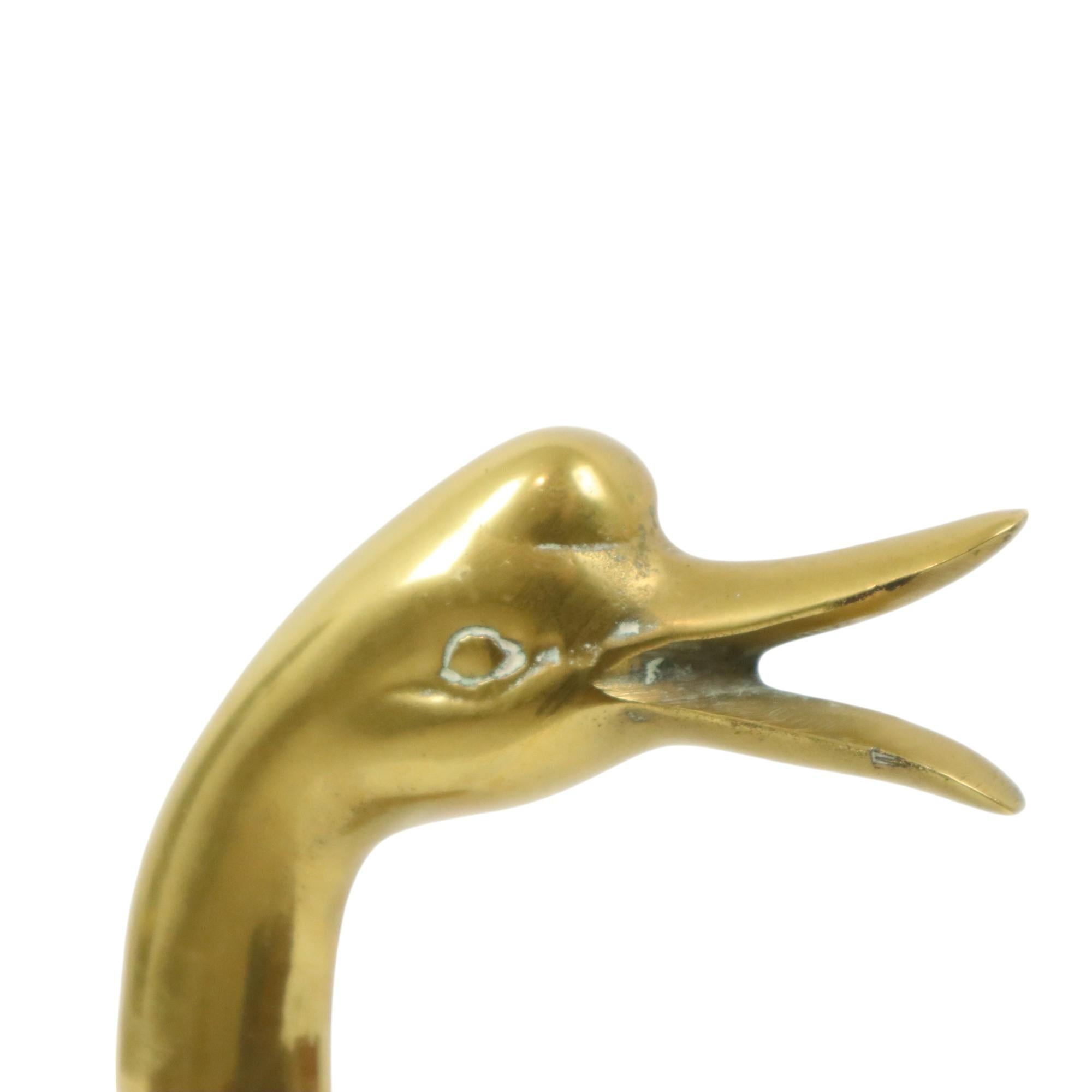 Grande scultura di anatra in ottone, statua degli anni Settanta, 34 cm in vendita 1