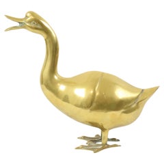 Escultura grande de pato de latón Estatua años 70 34cm