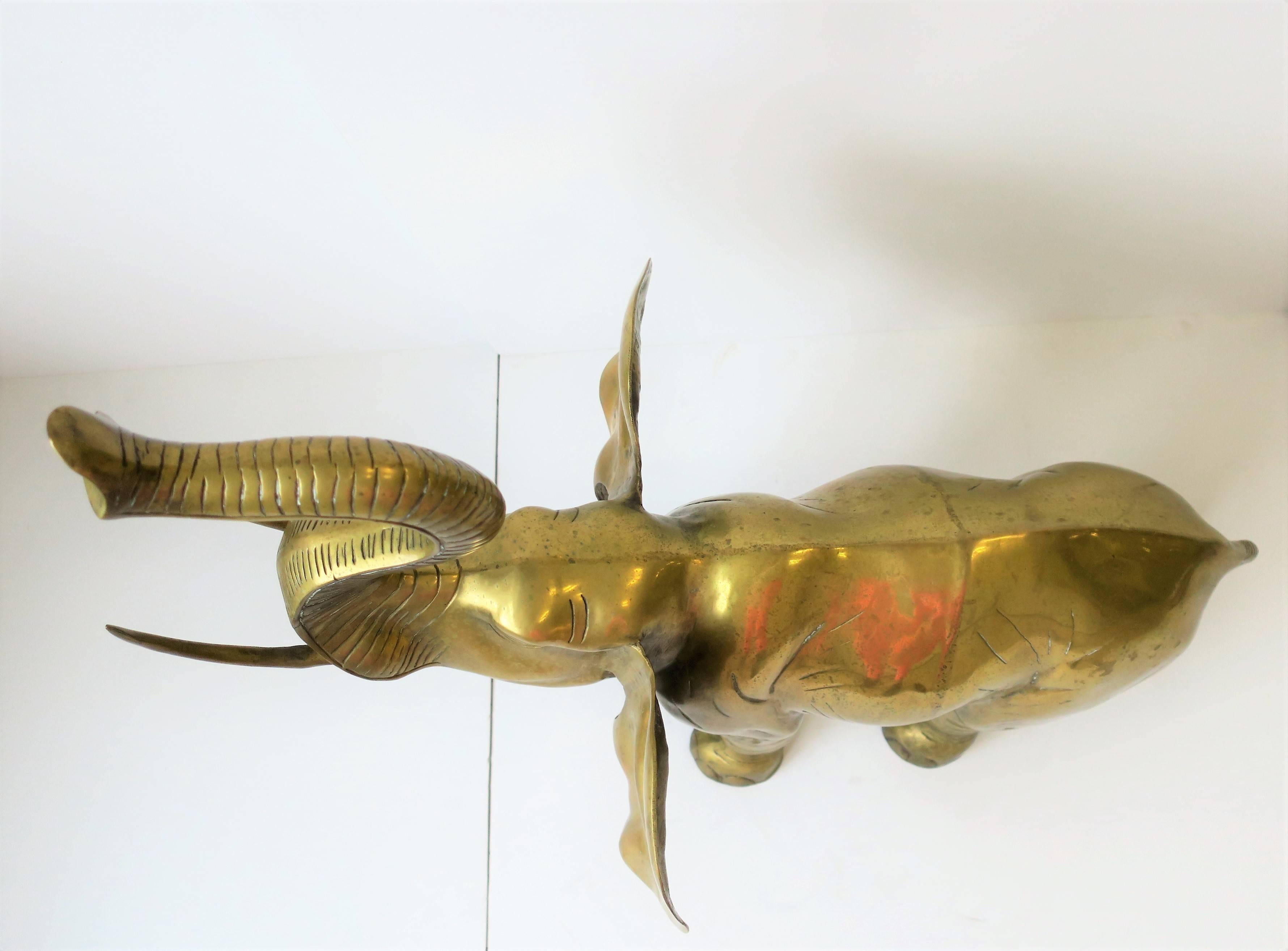 Brass Elephant, circa 1970s, Large In Good Condition In New York, NY