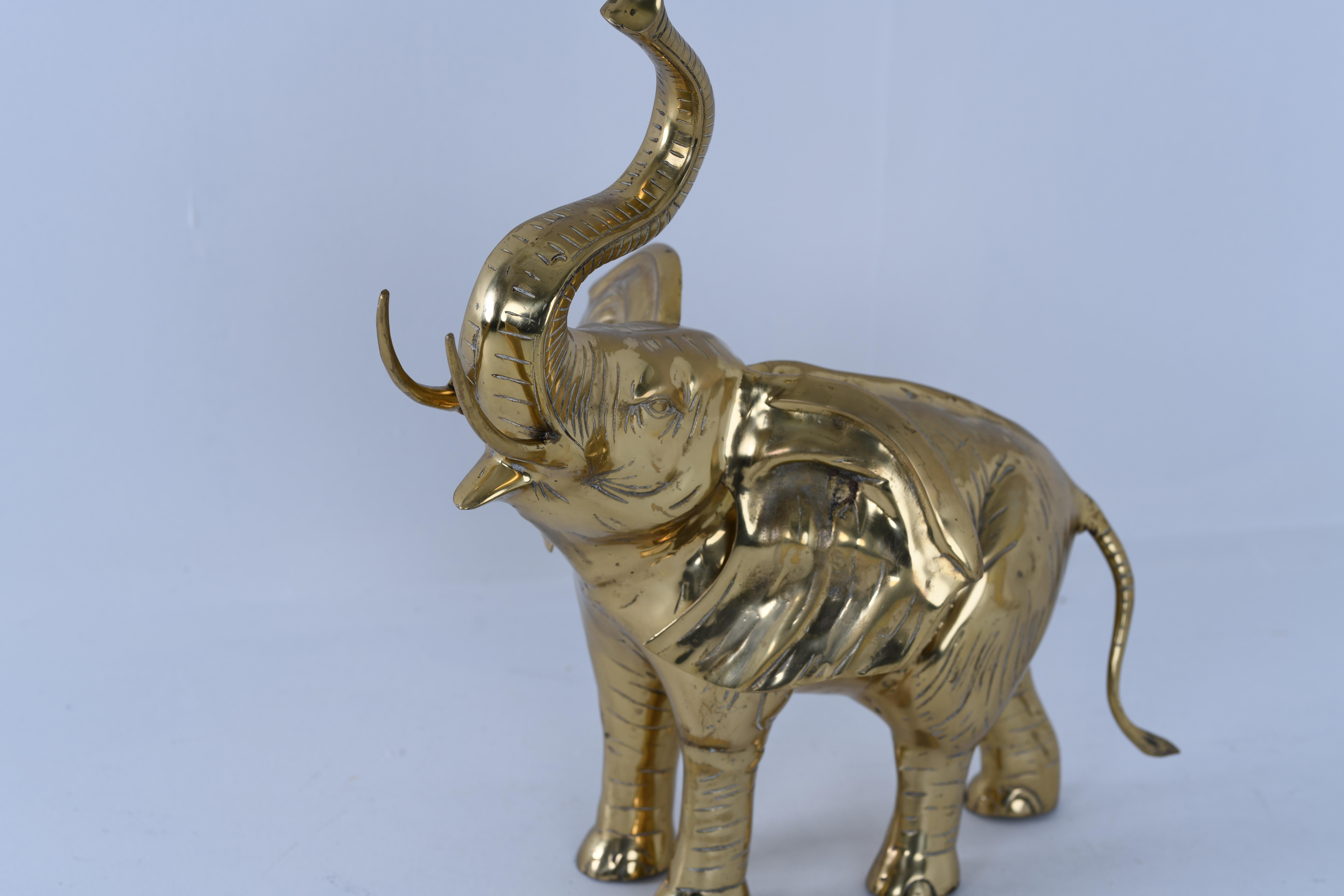 Large Brass Elephant Hollywood Regency, 1970s For Sale 3