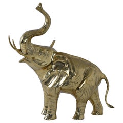 Large Brass Elephant Hollywood Regency, 1970s