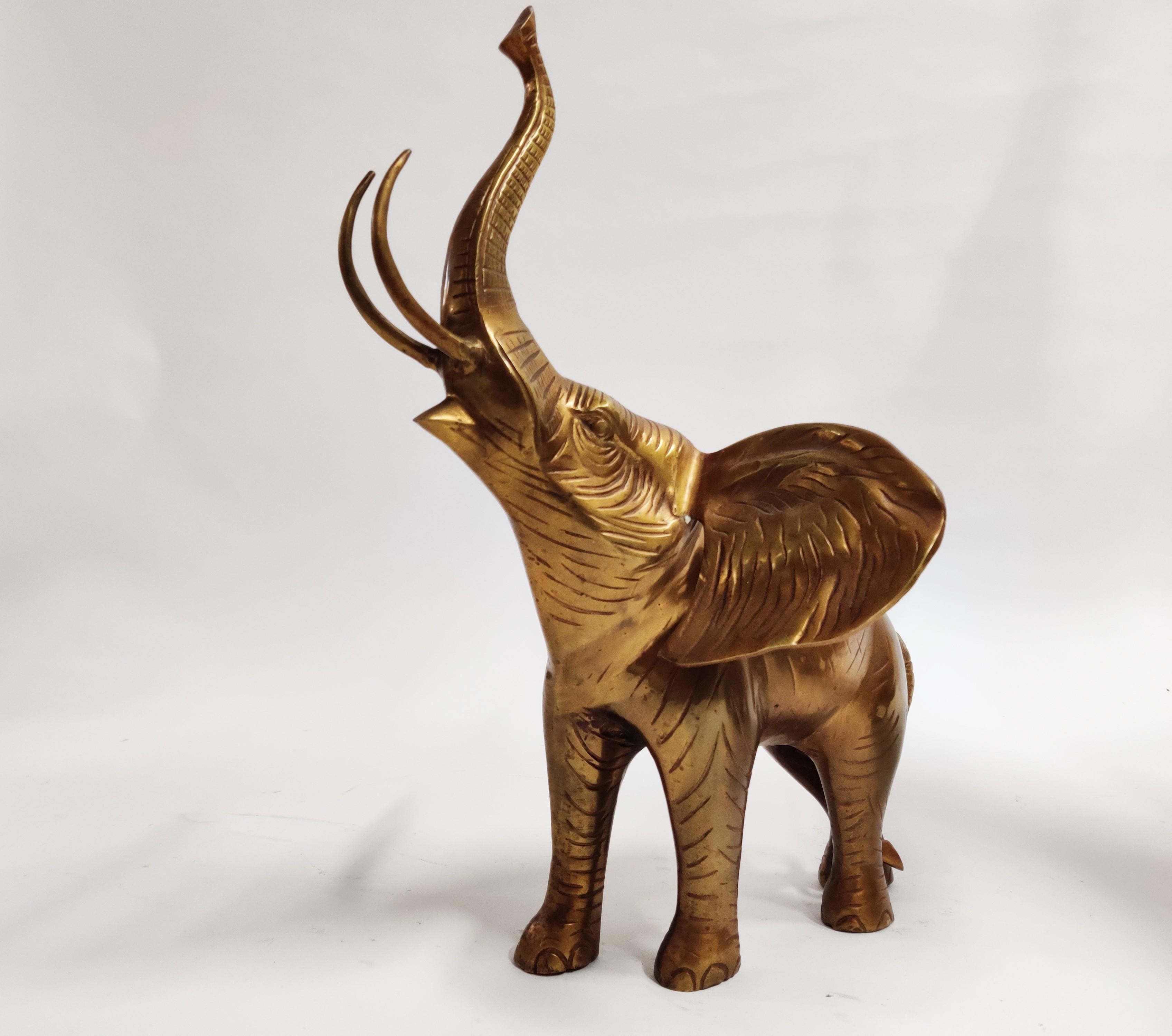 Large Brass Elephant Sculpture, 1970s 6