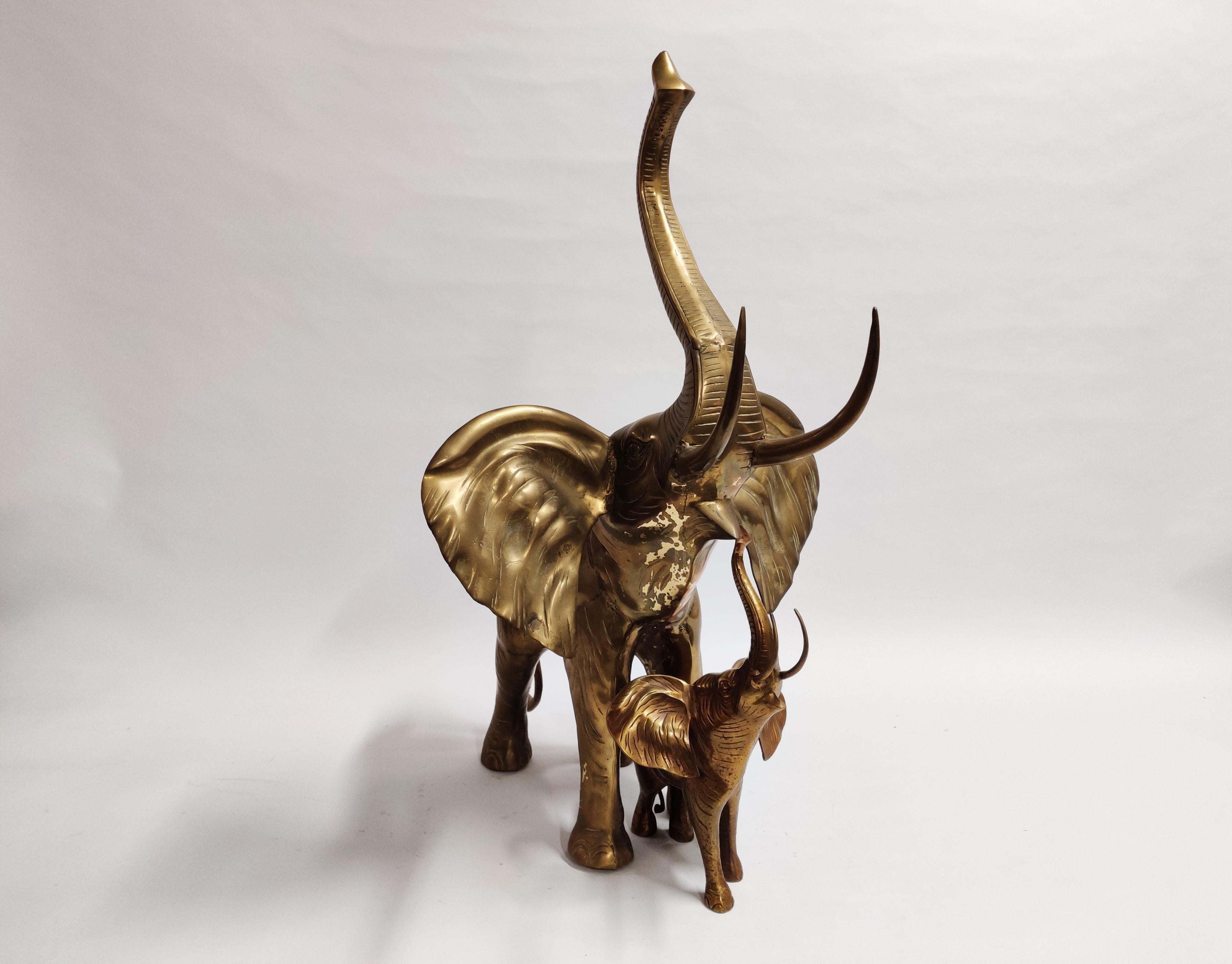 Late 20th Century Large Brass Elephant Sculpture, 1970s