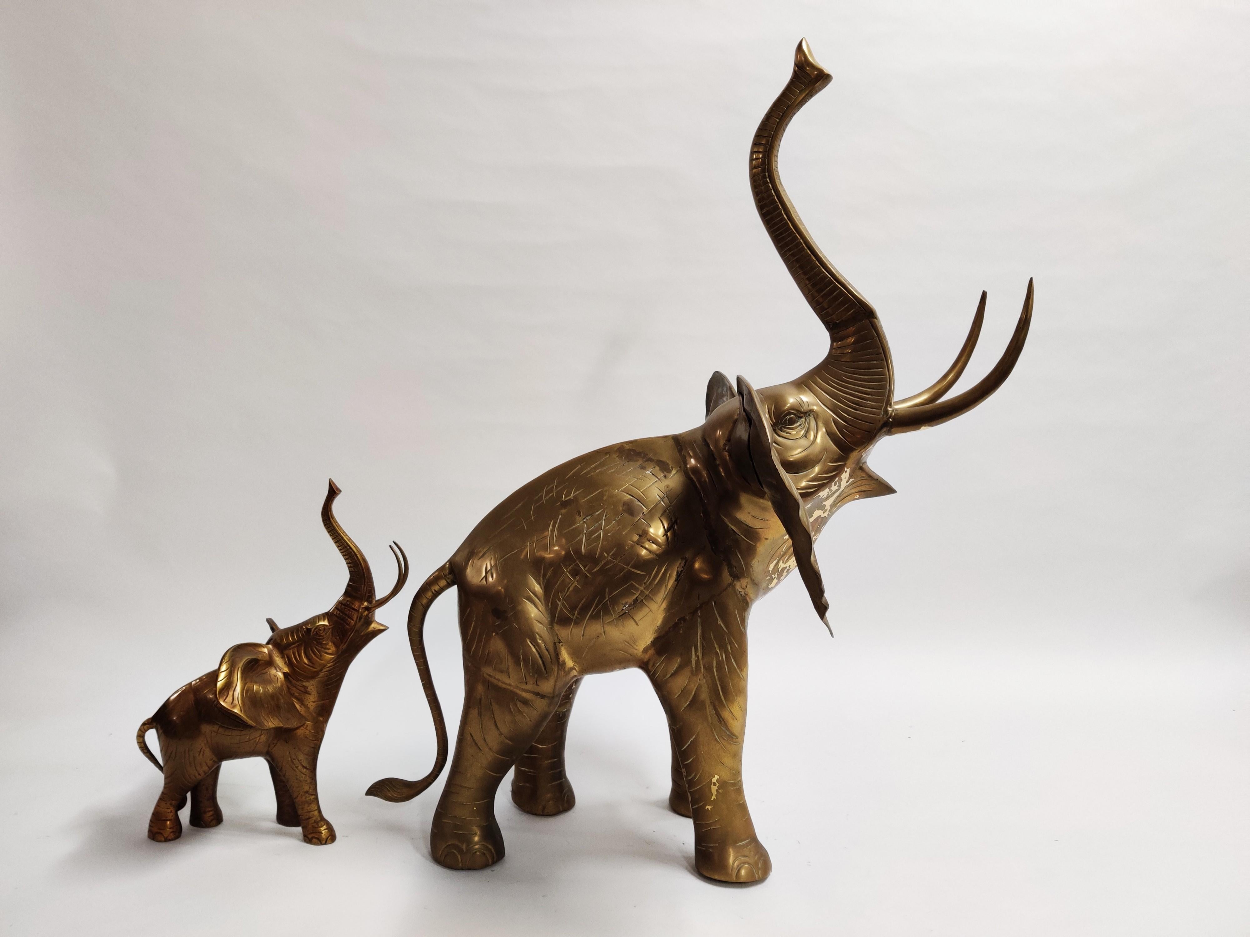Late 20th Century Large Brass Elephant Sculpture, 1970s