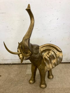 Large Brass Elephant Sculpture Pachyderm Art