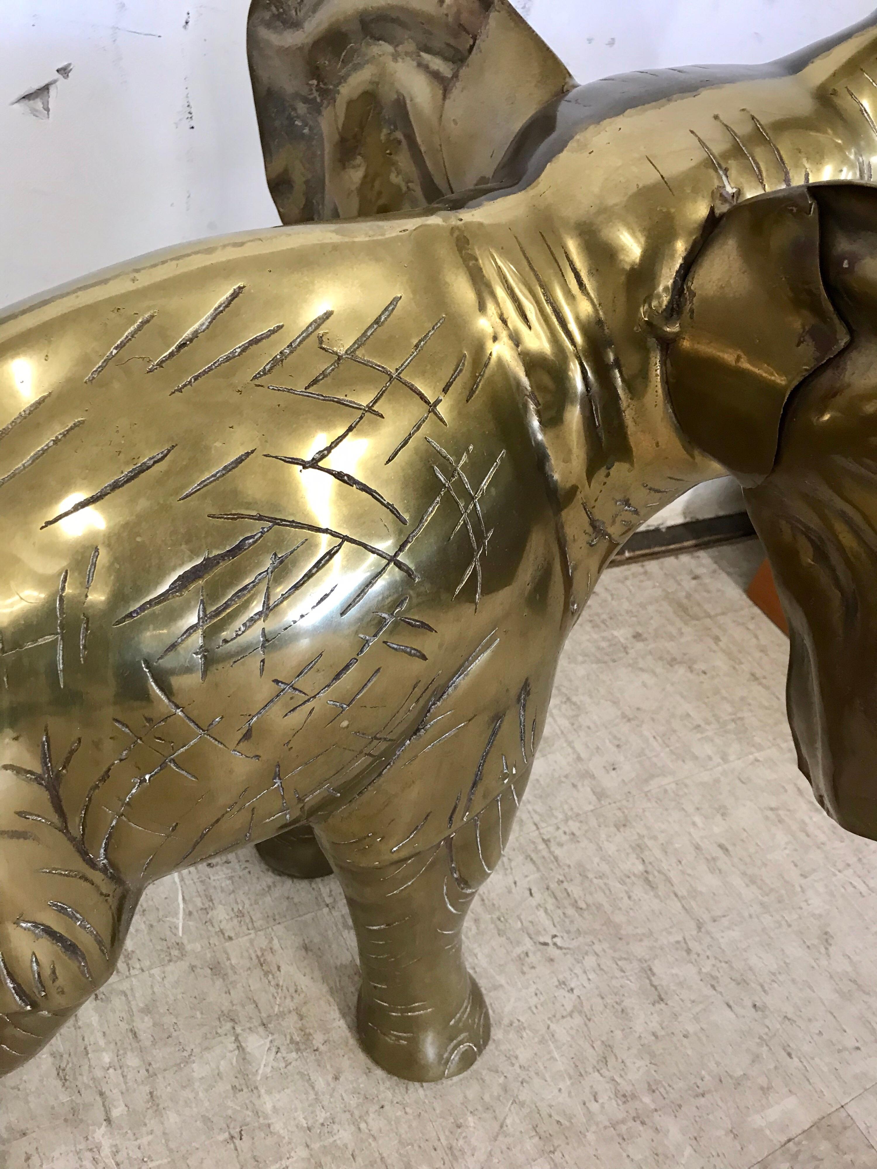 Indian Large Brass Elephant Sculpture Pachyderm Art