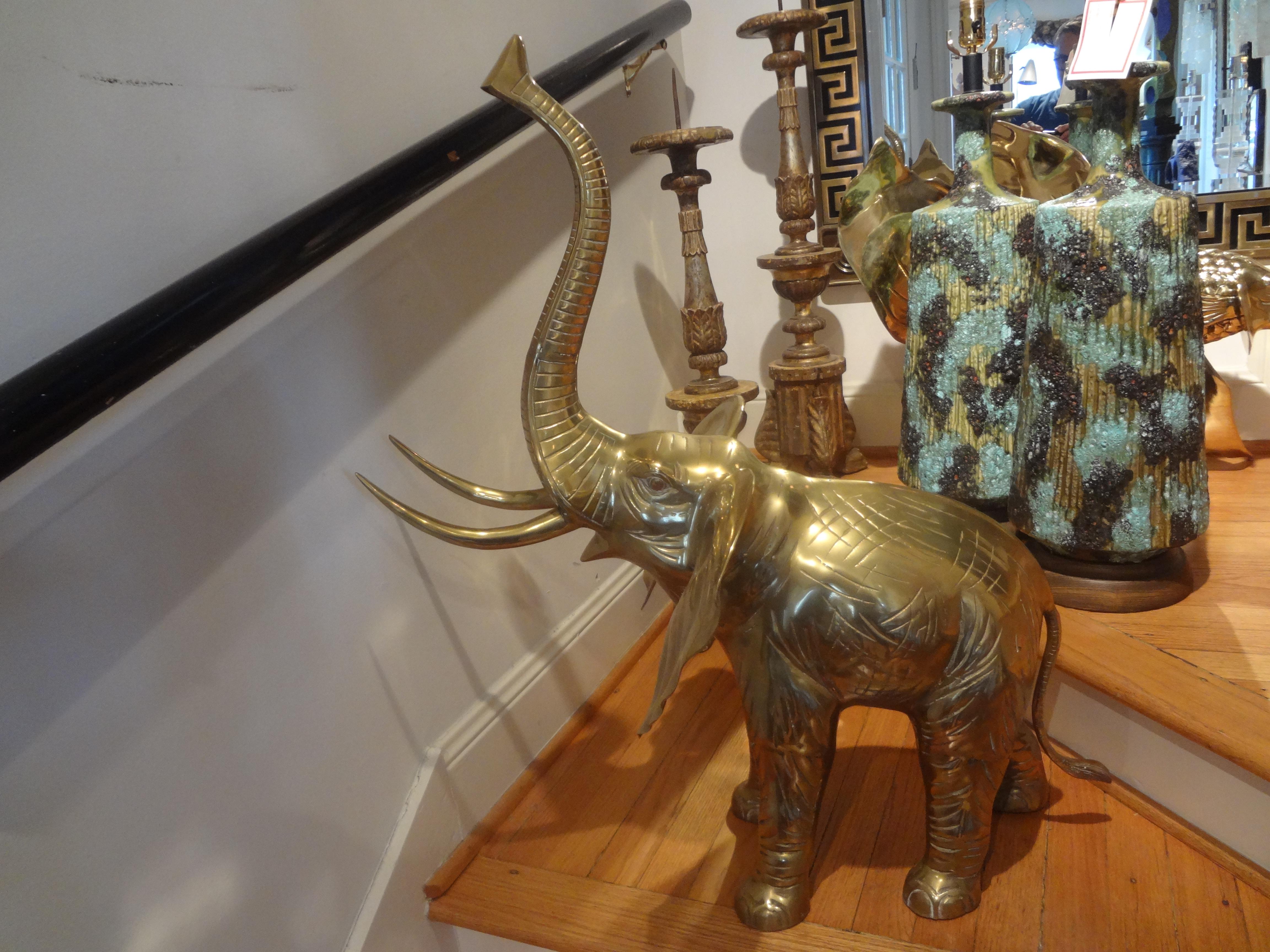 Large Brass Elephant Statue For Sale 3