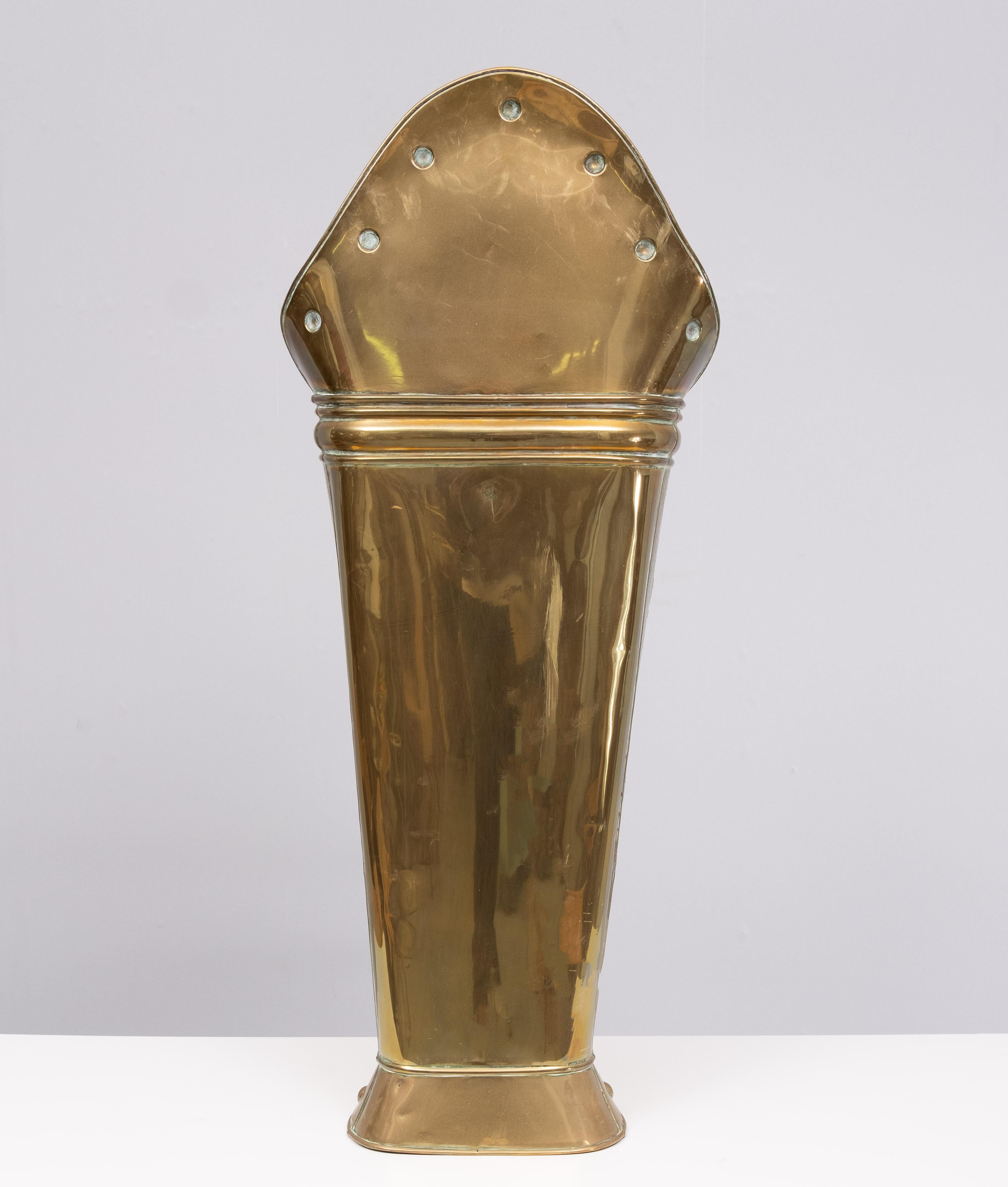 Brass Large brass embossed umbrella stand 1920s  For Sale