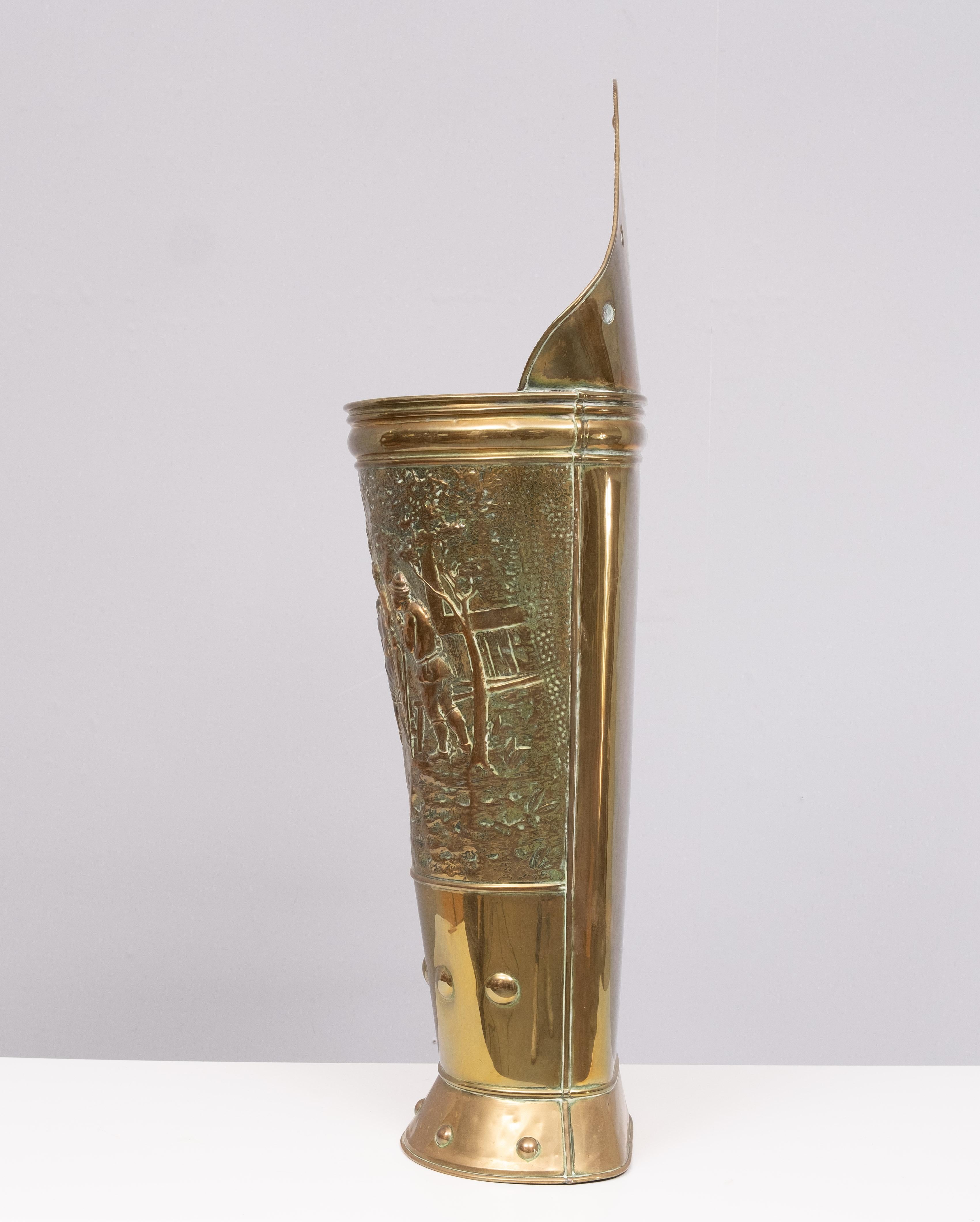 Large brass embossed umbrella stand 1920s  For Sale 2