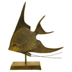 Retro Large Brass Fish on Stand