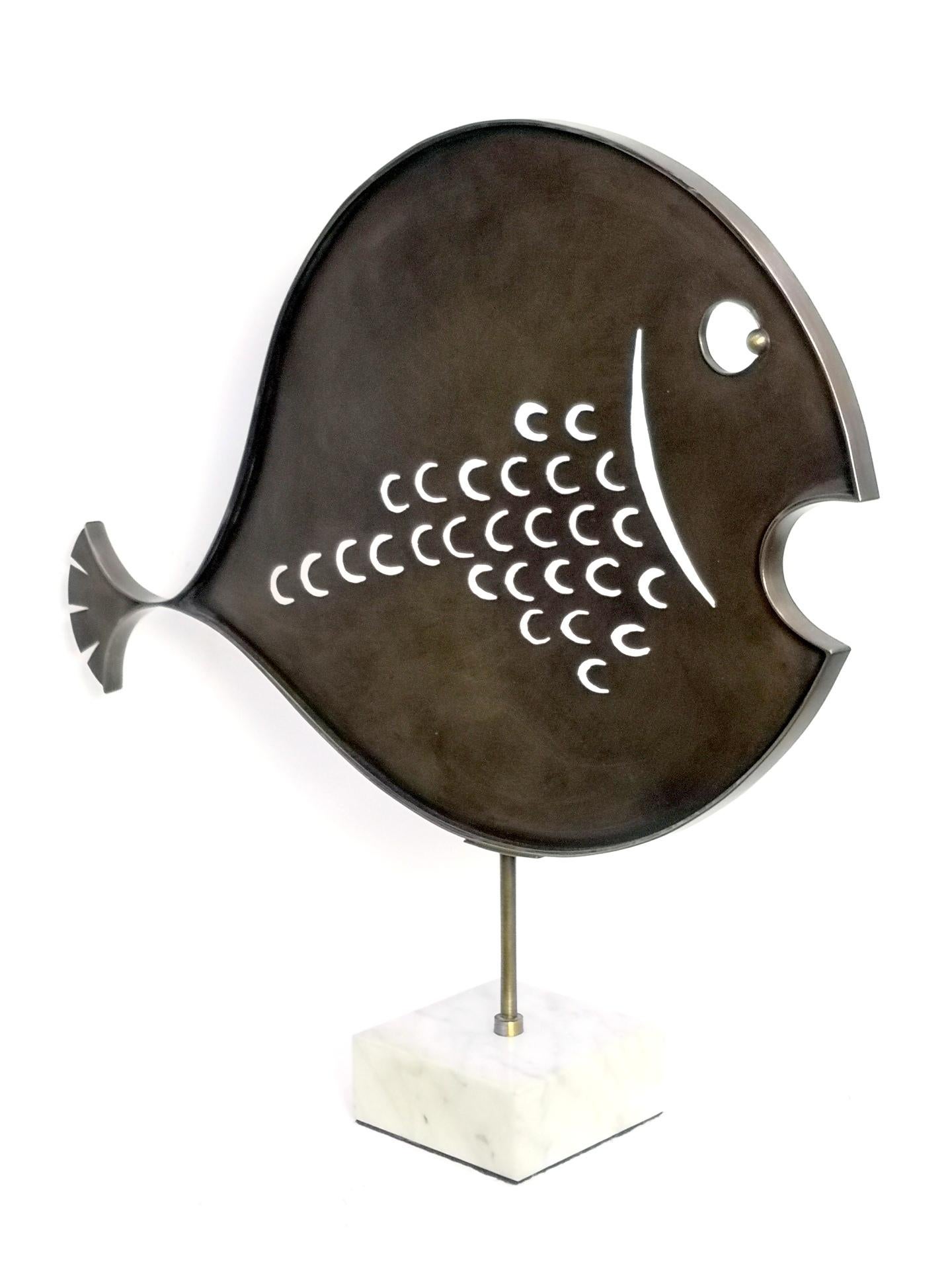 Hungarian Large Brass Fish Sculpture, by Laszlo Pal Horvath, 1970s