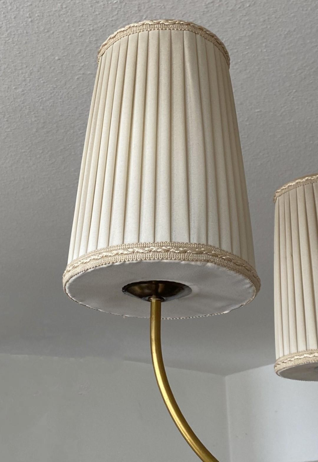 Austrian Brass Chandelier by Josef Frank for Kalmar with Pleated Shades, 1950s 5