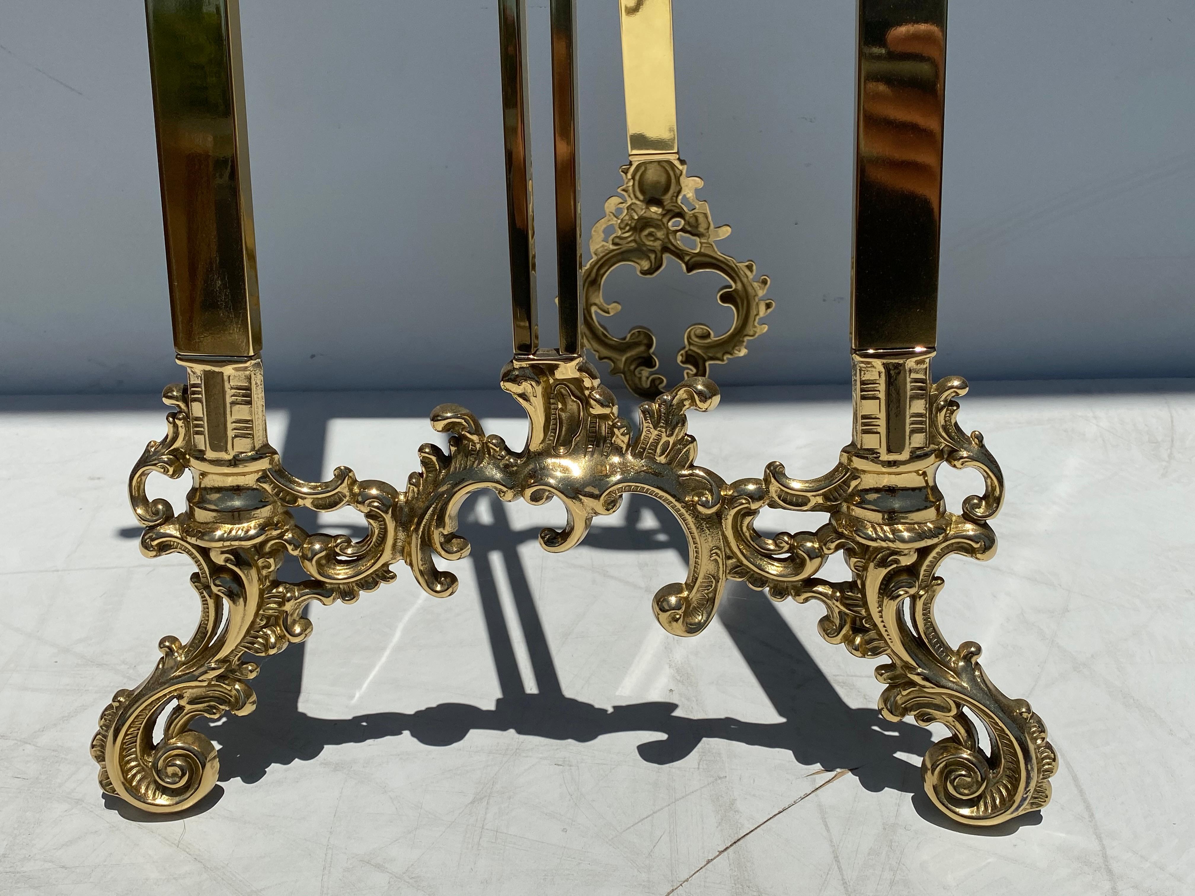 Rococo Large Brass Floor Easel For Sale