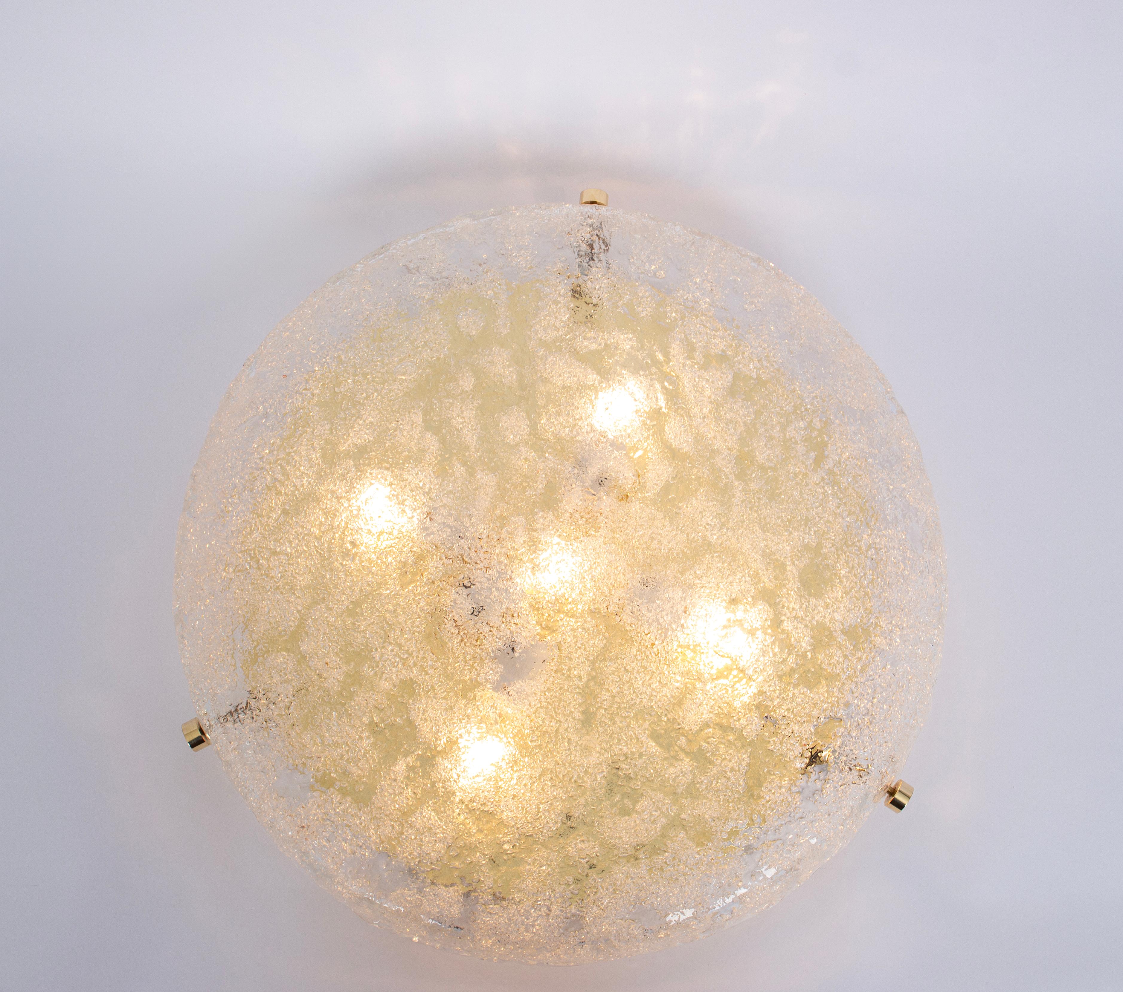 Large Brass Flushmount Murano by Hillebrand, Germany, 1970s For Sale 5