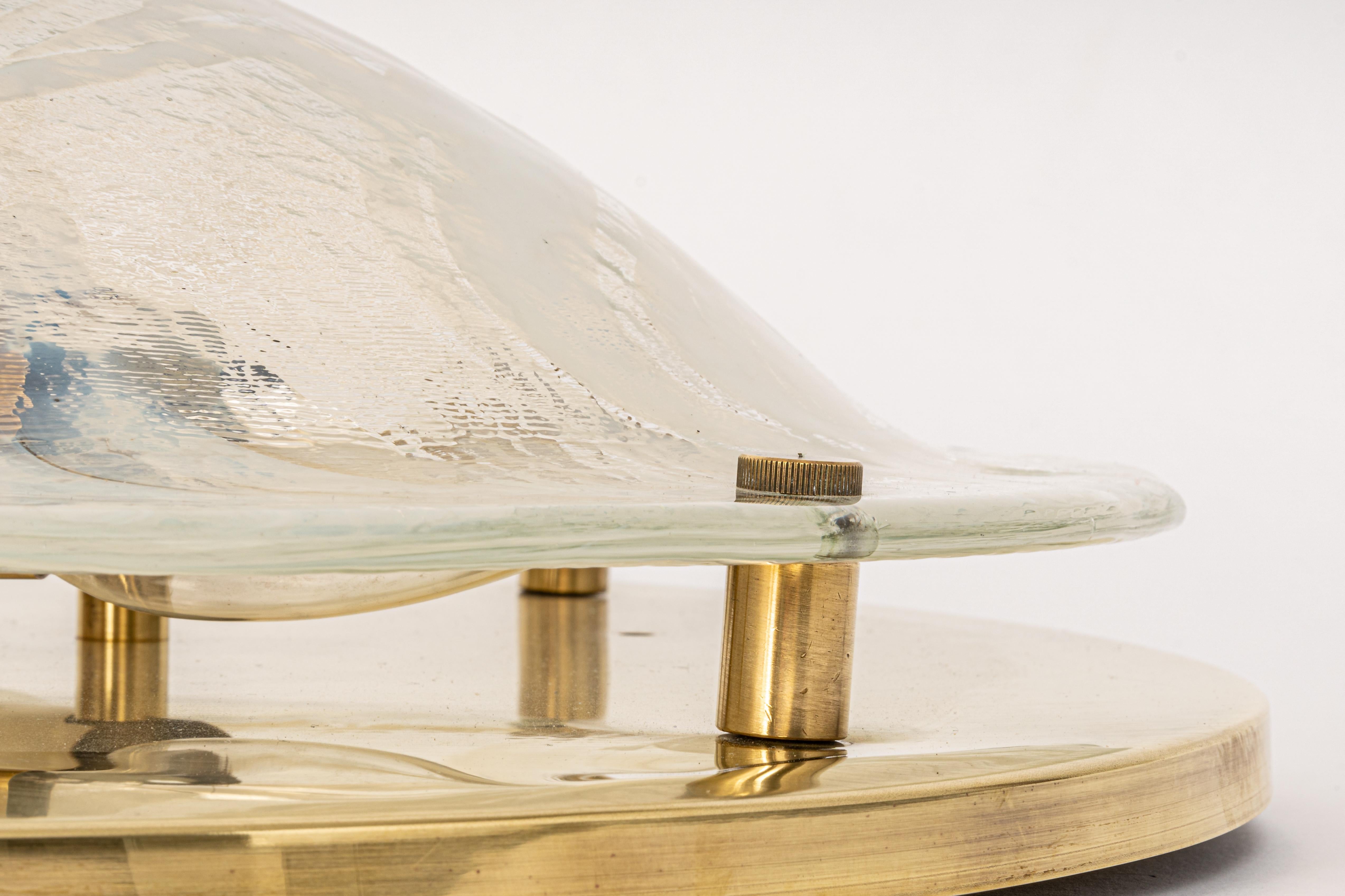 Allemand Grand luminaire encastré en laiton de Murano par Hillebrand, Allemagne, 1970 en vente