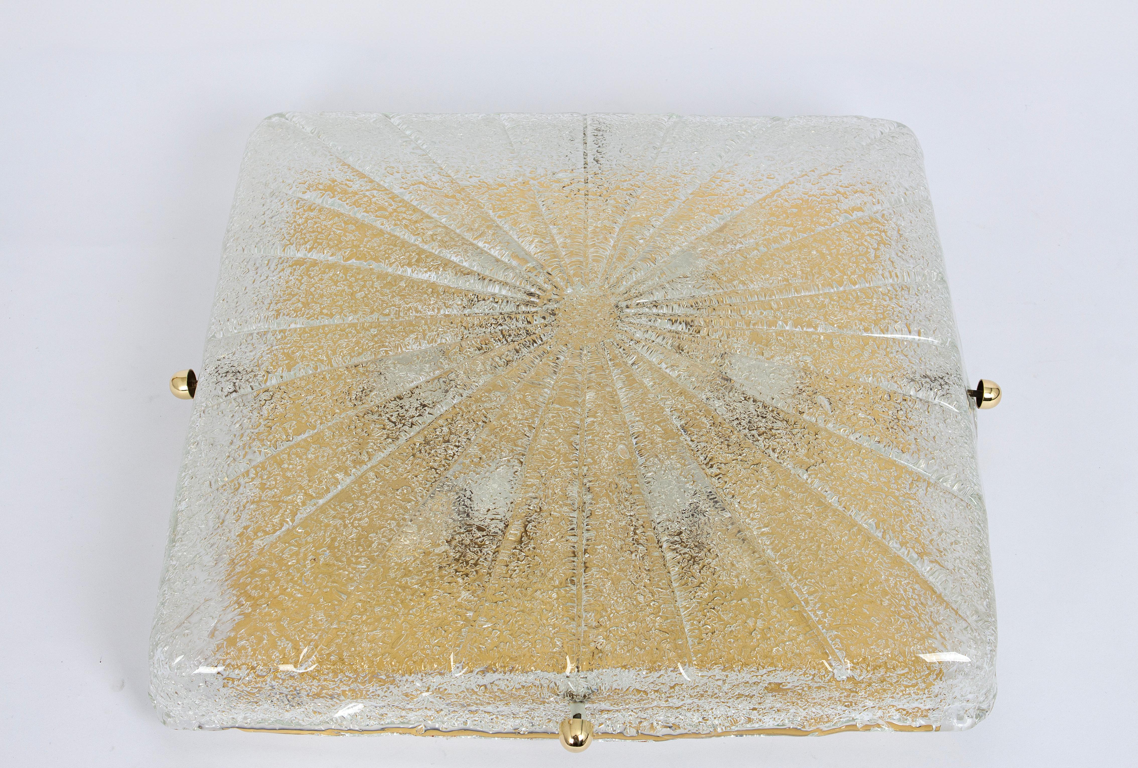Allemand Grande suspension en laiton de Murano par Hillebrand, Allemagne, 1970 en vente