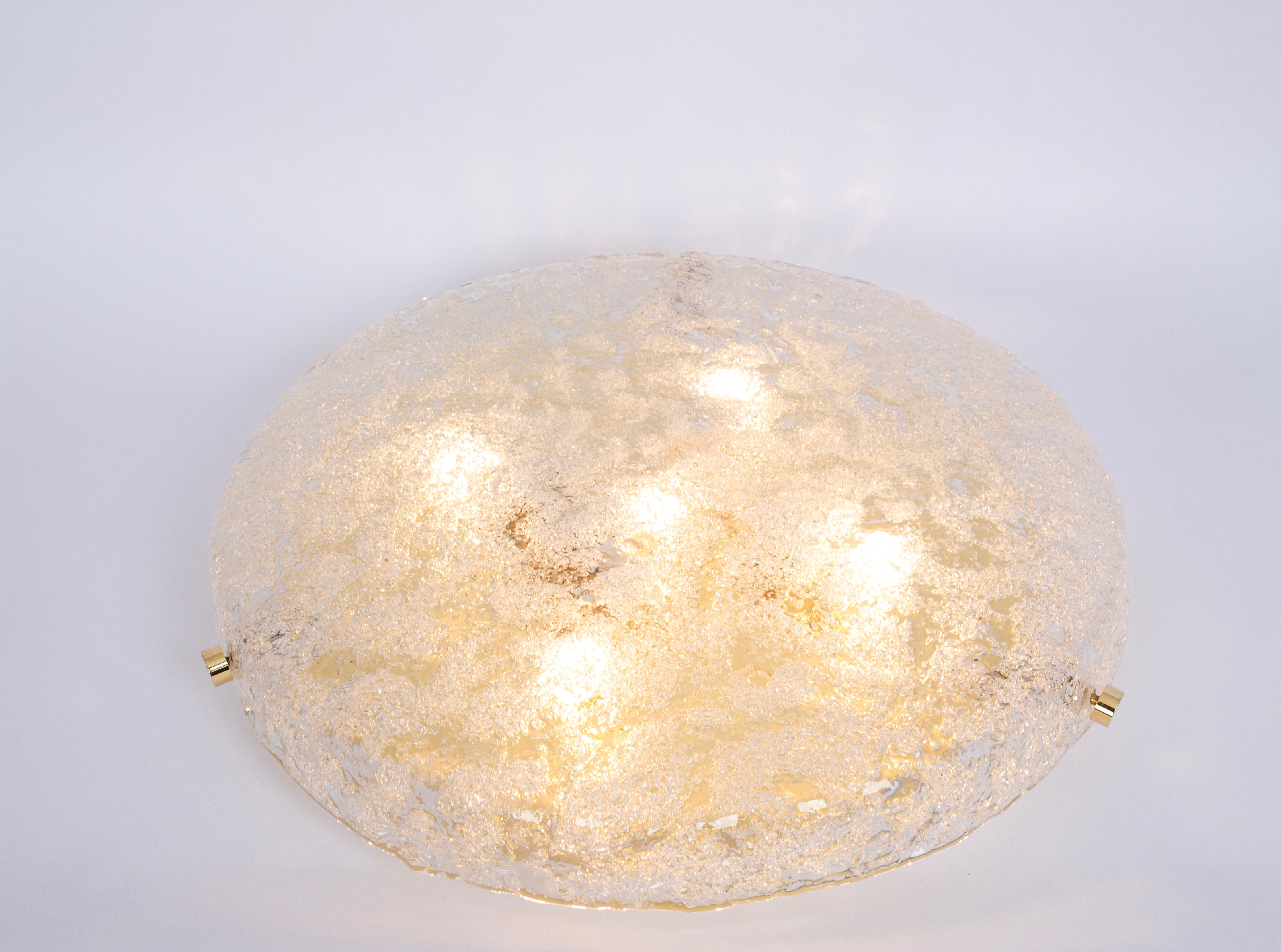 Large Brass Flushmount Murano by Hillebrand, Germany, 1970s For Sale 3