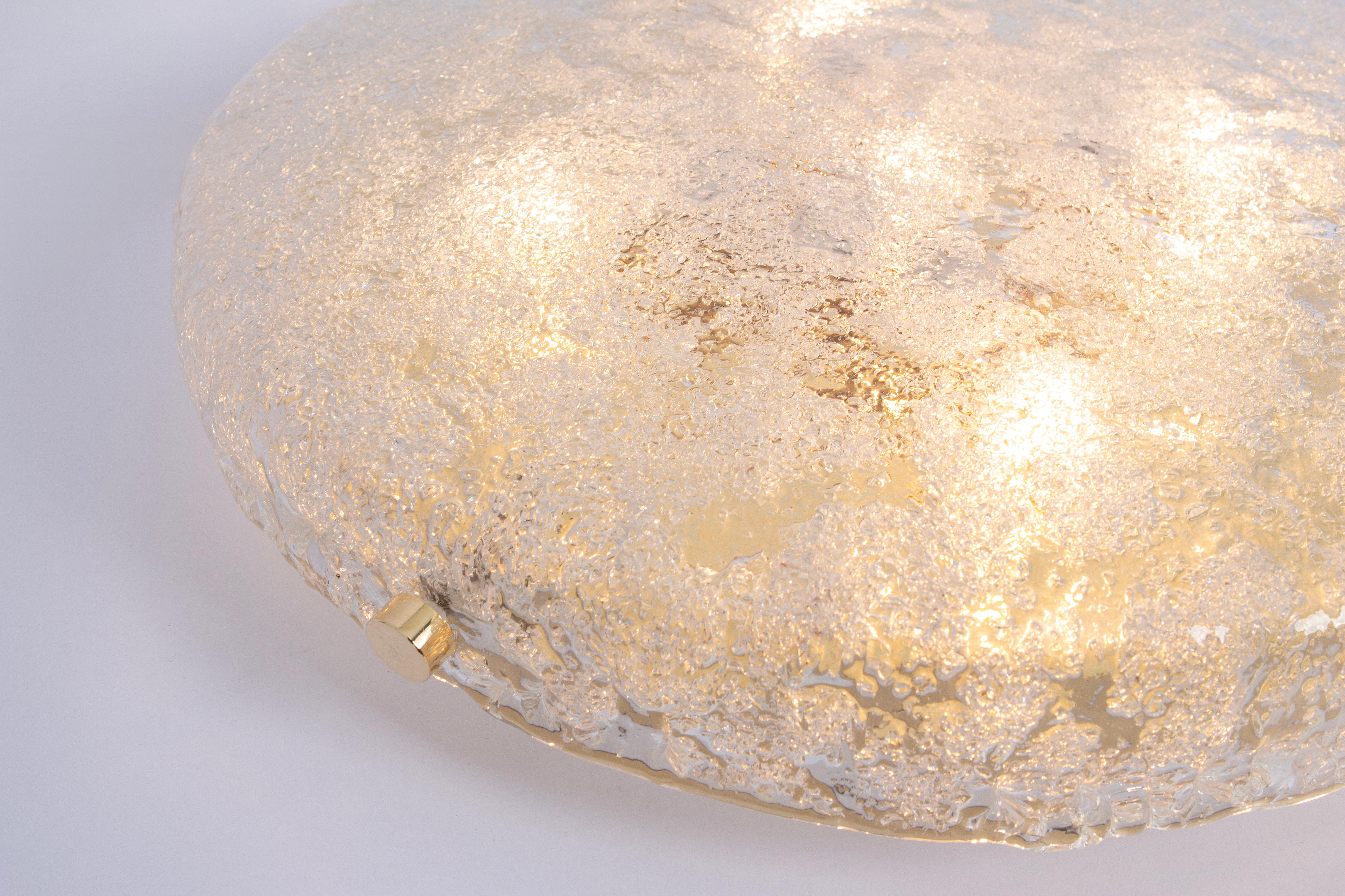 Large Brass Flushmount Murano by Hillebrand, Germany, 1970s For Sale 4