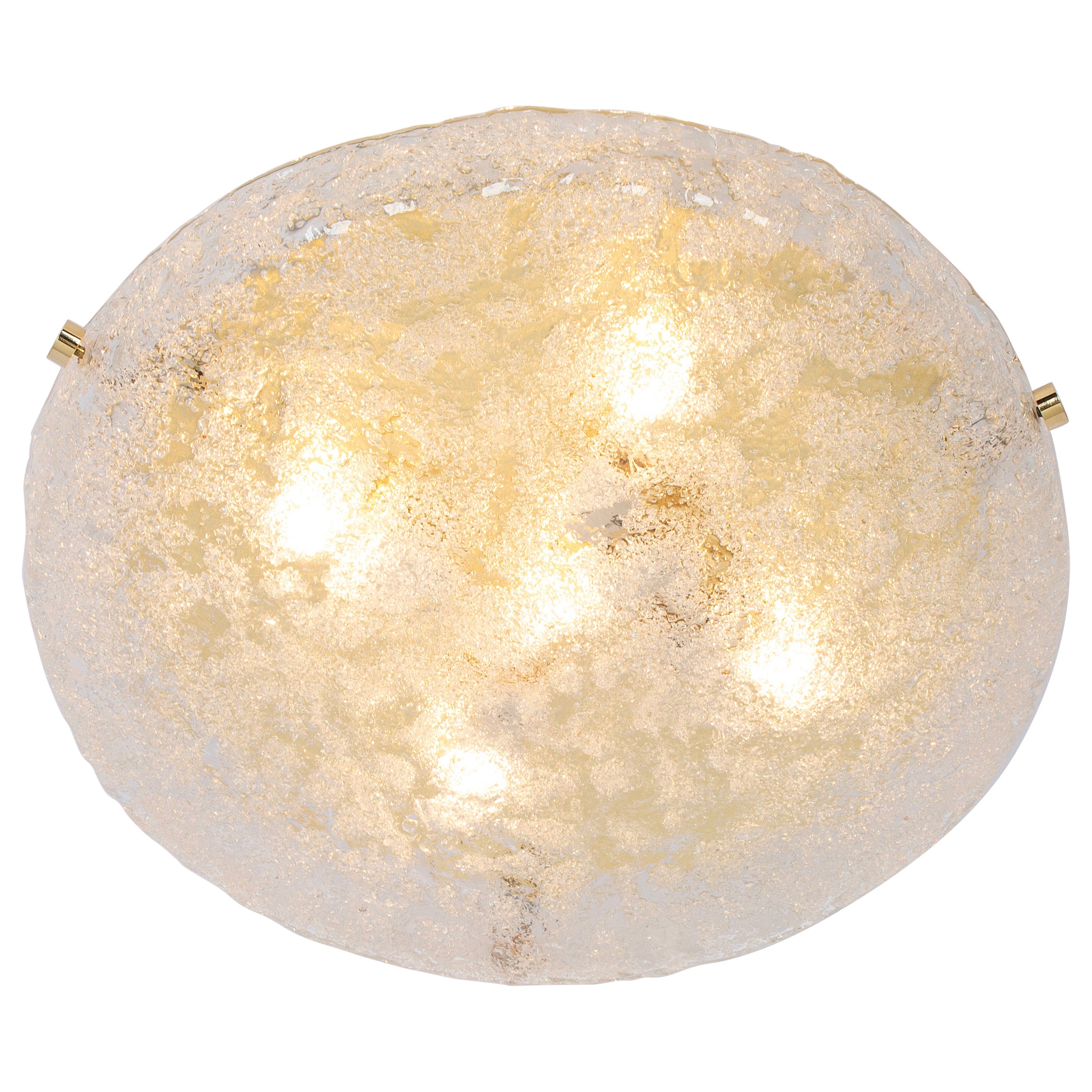 Large Brass Flushmount Murano by Hillebrand, Germany, 1970s