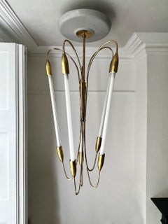 Large Brass-Framed Chandelier attributed to Kaiser of Germany, 20th Century