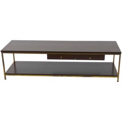 Large Brass Framed Coffee Table by Paul McCobb for Calvin