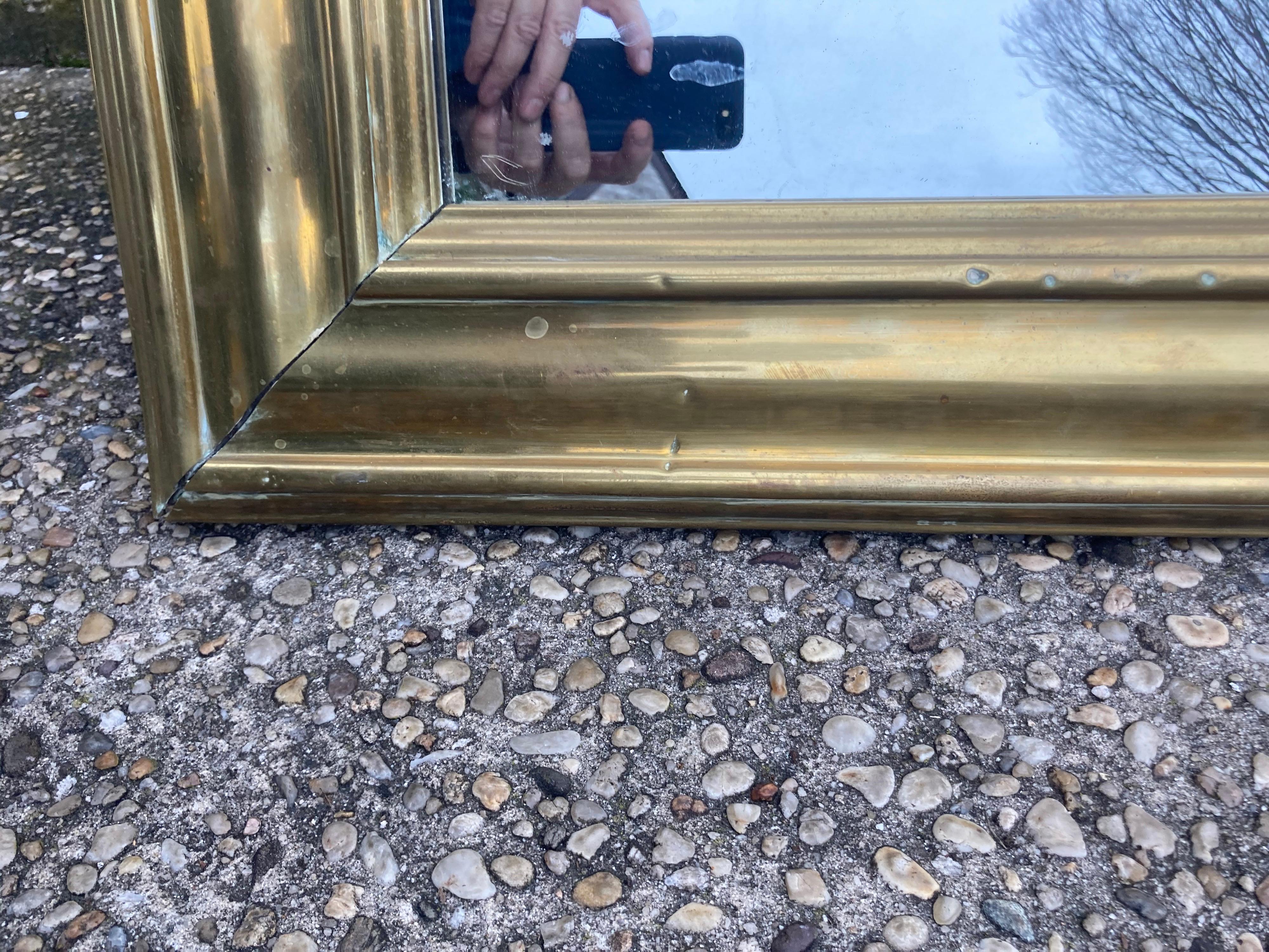 Large Brass Framed Mirror In Good Condition For Sale In East Hampton, NY