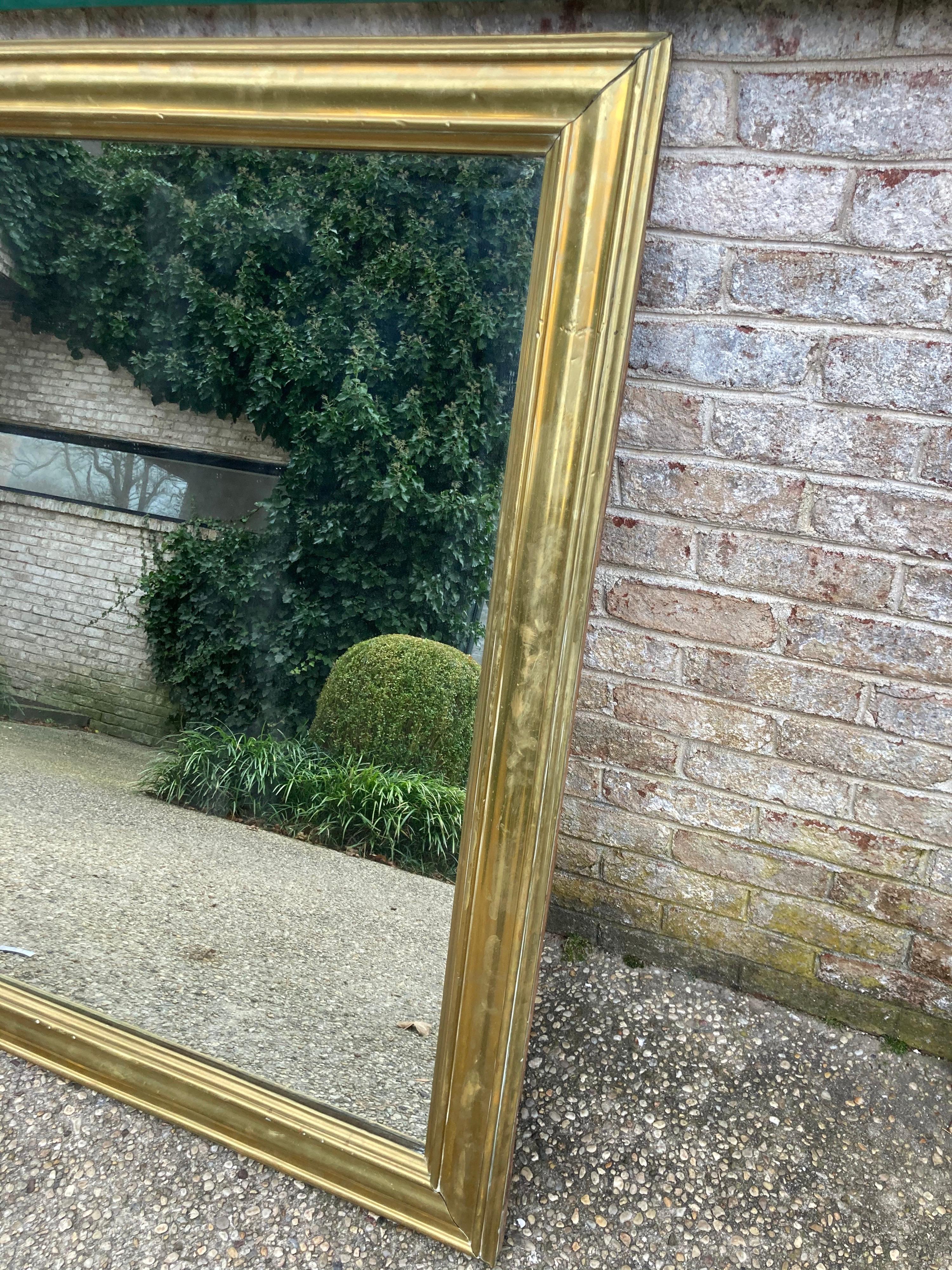 20th Century Large Brass Framed Mirror For Sale