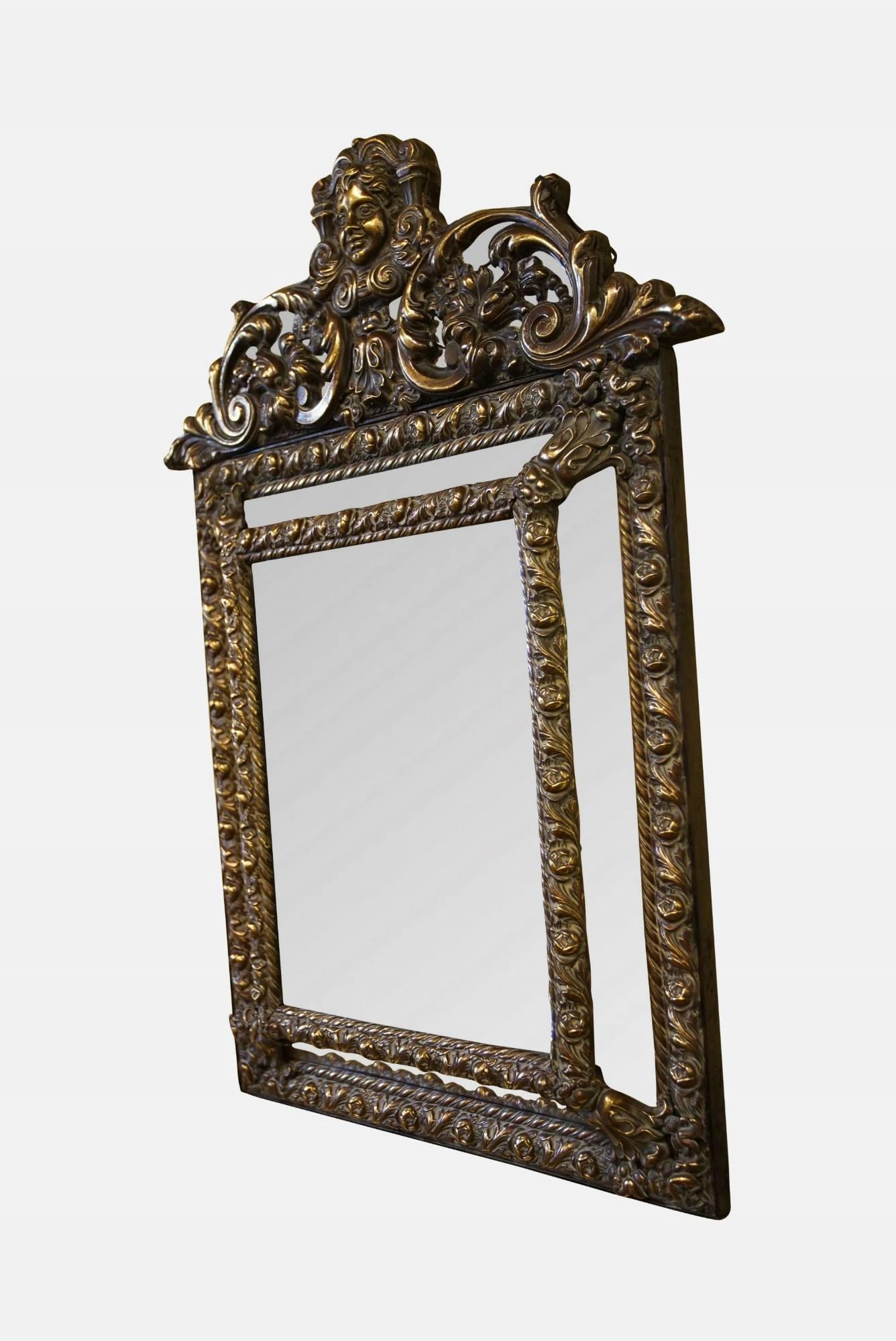 19th Century Large Brass Framed Mirror
