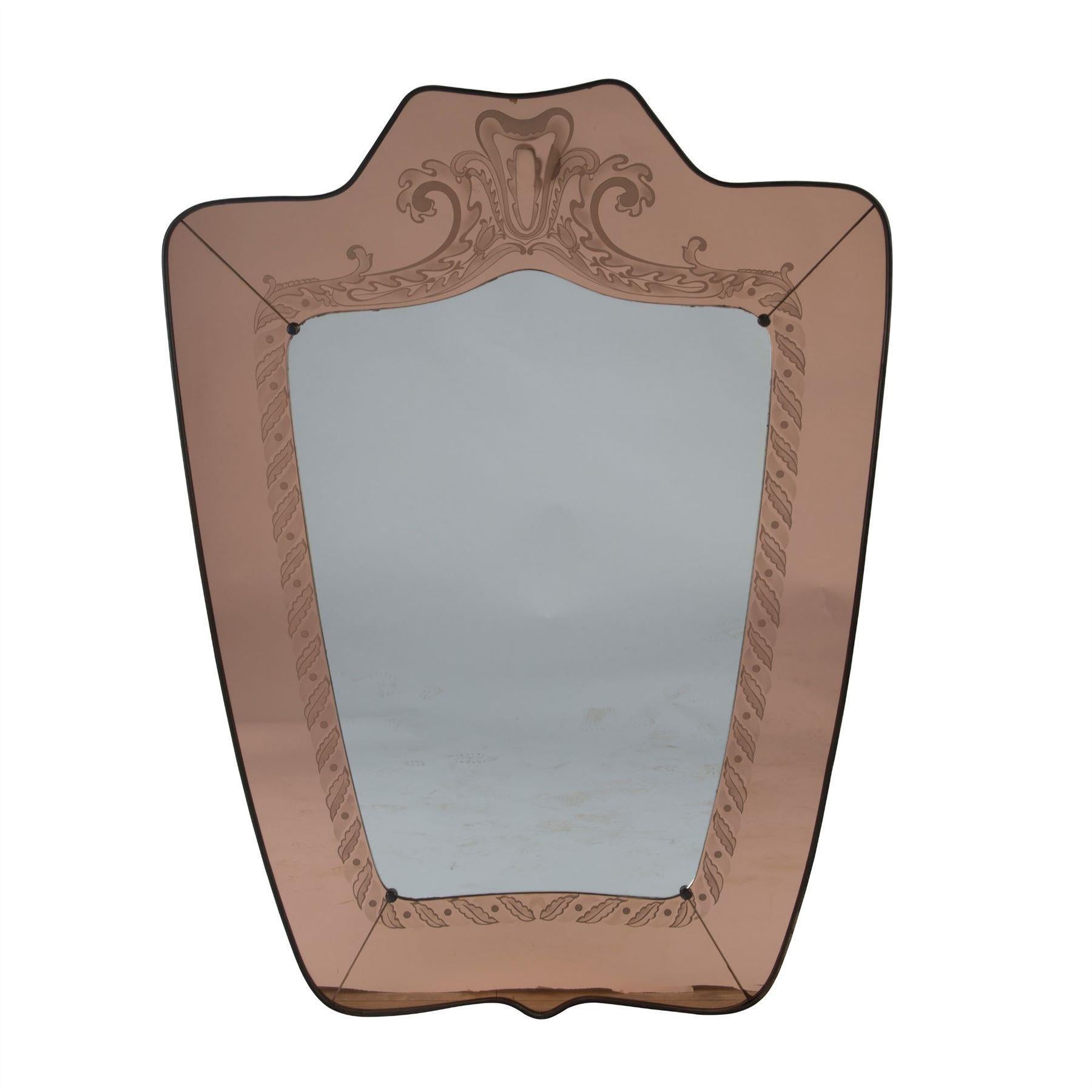 Large Brass Framed Mirror For Sale