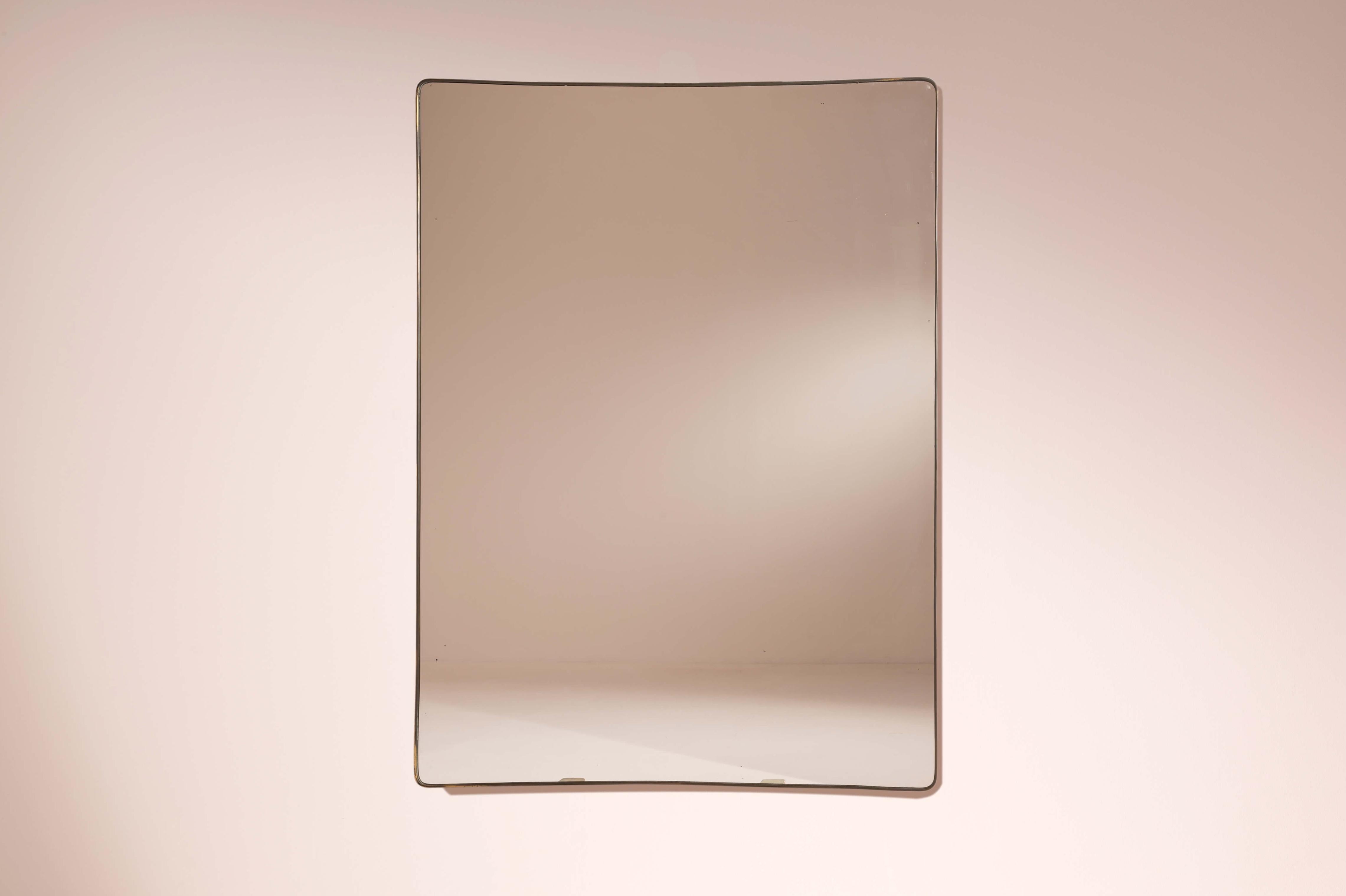 Italian Large brass-framed mirror,  Italy, 1950s For Sale