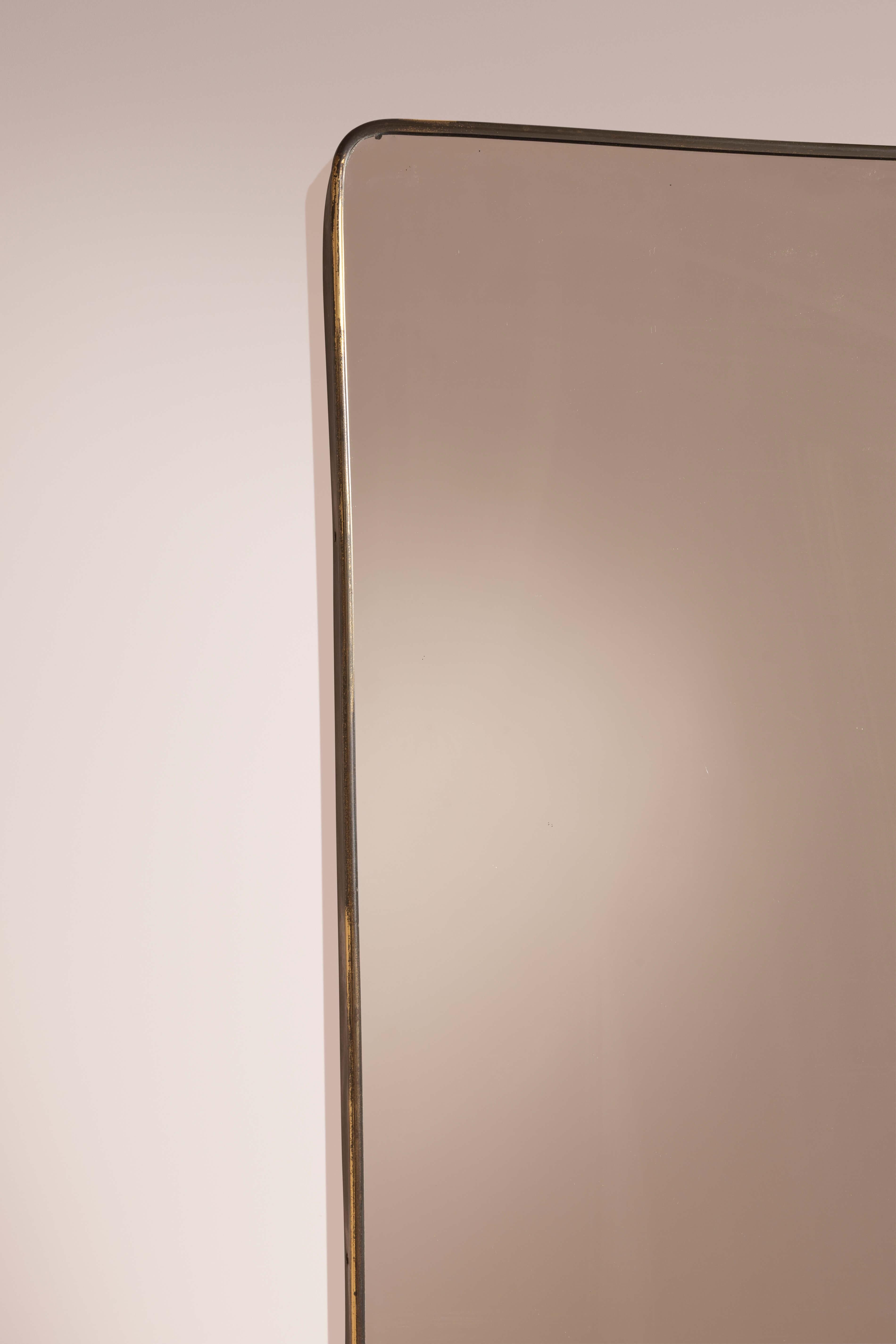 Mid-20th Century Large brass-framed mirror,  Italy, 1950s For Sale