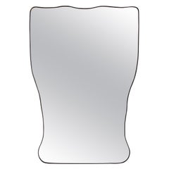 Large Brass Framed Mirror, Italy, 1950s,