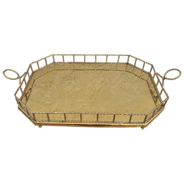 Large Brass Galleried Serving Tray at 1stDibs