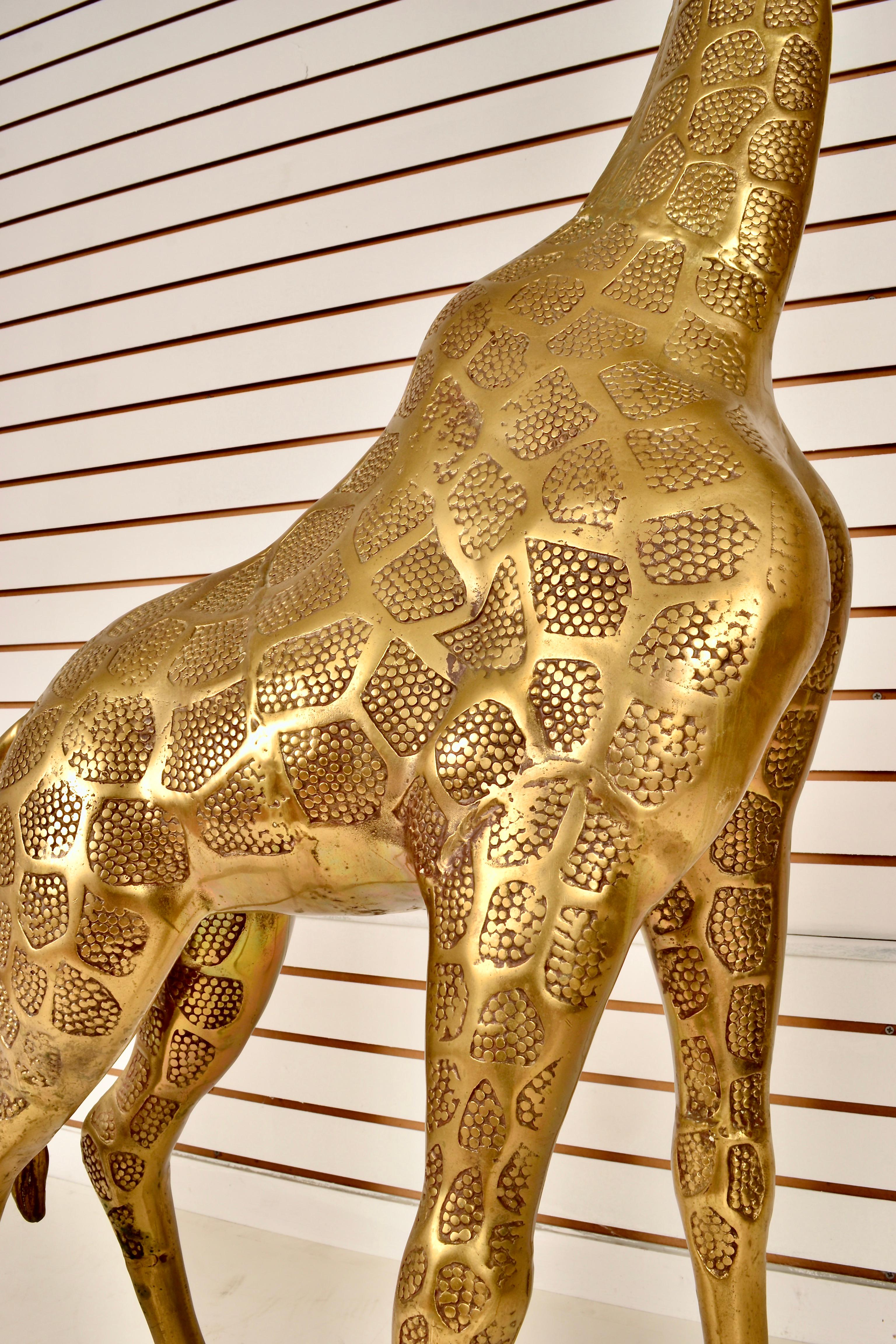 Hollywood Regency Large Brass Giraffes