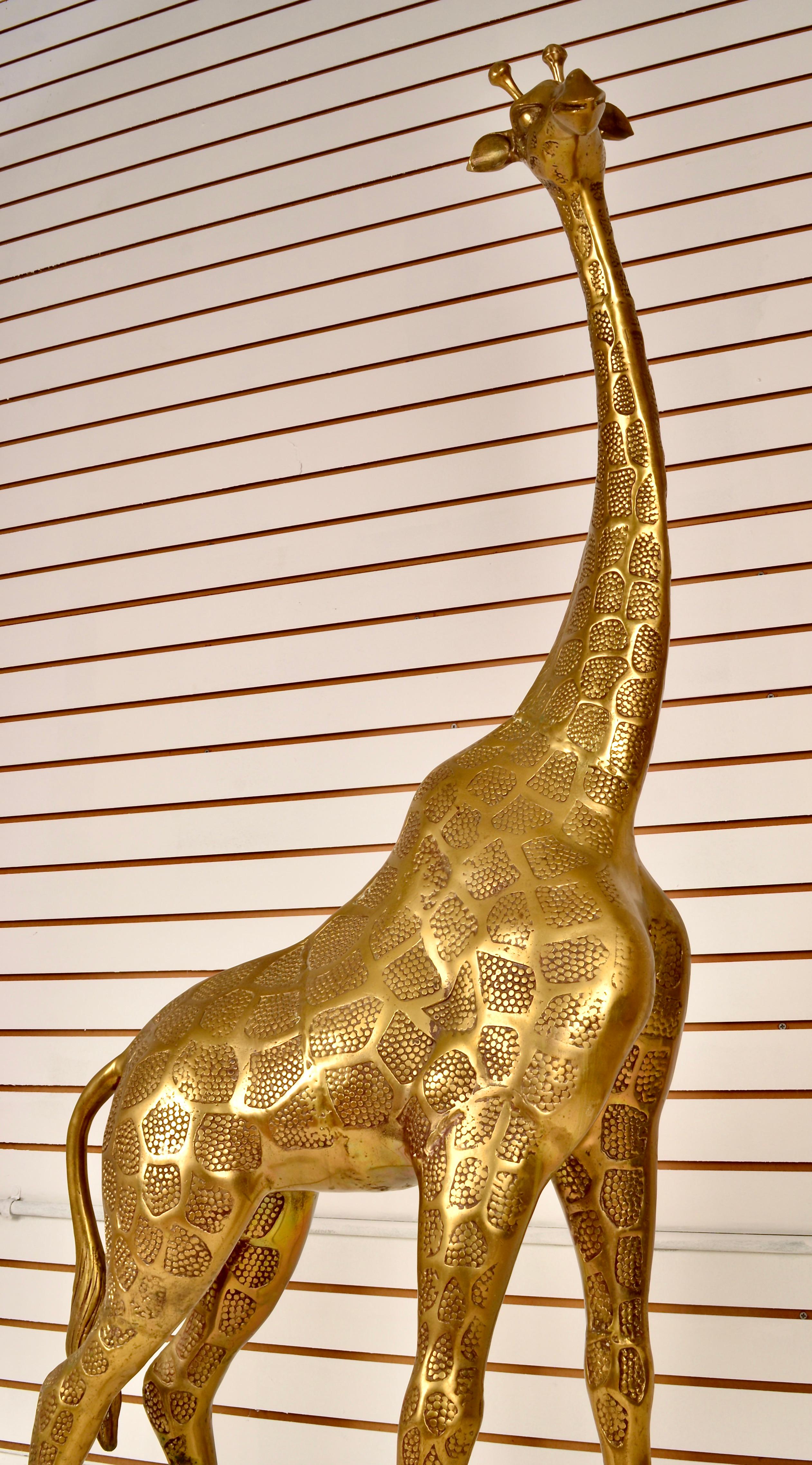 Large Brass Giraffes In Good Condition In Norwalk, CT