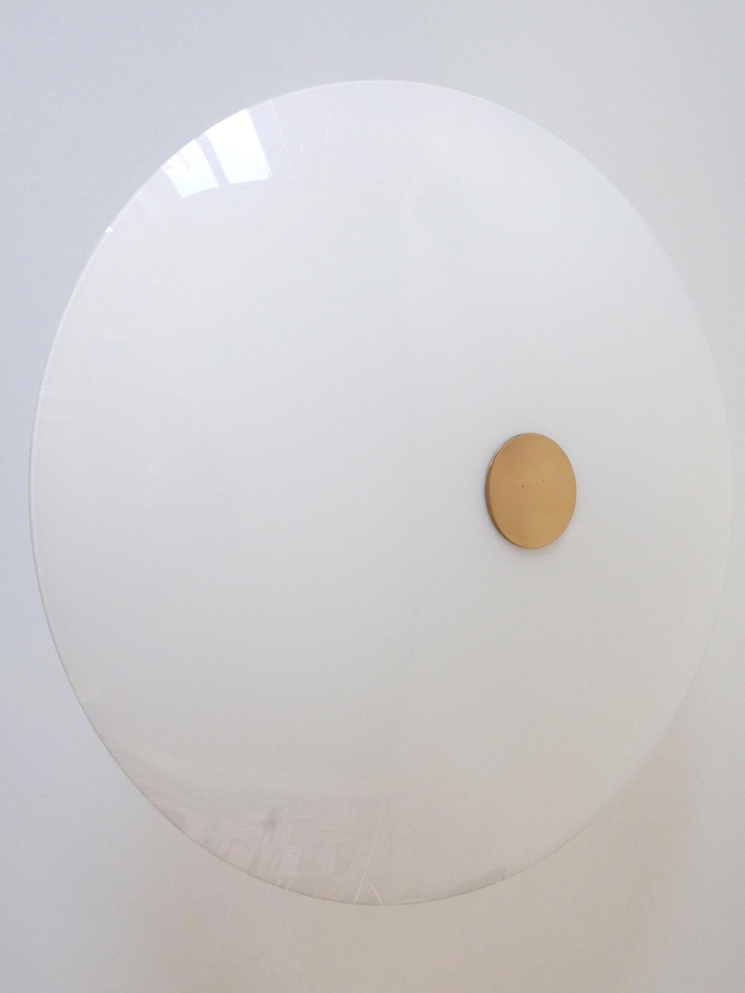 Large Brass & Glass Flush Mount or Sconce by Florian Schulz Germany 1980s 4