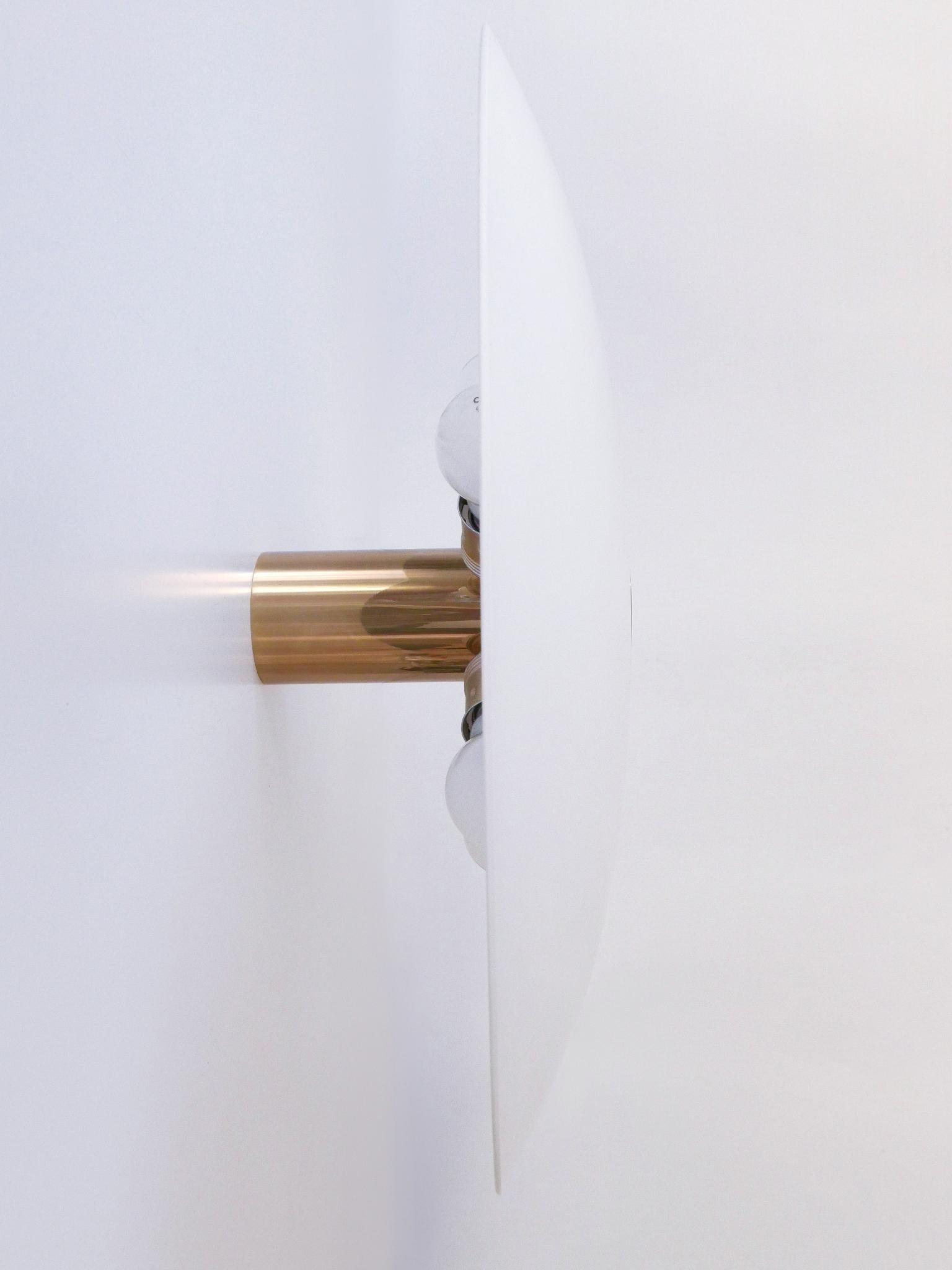 Large Brass & Glass Flush Mount or Sconce by Florian Schulz Germany 1980s 6