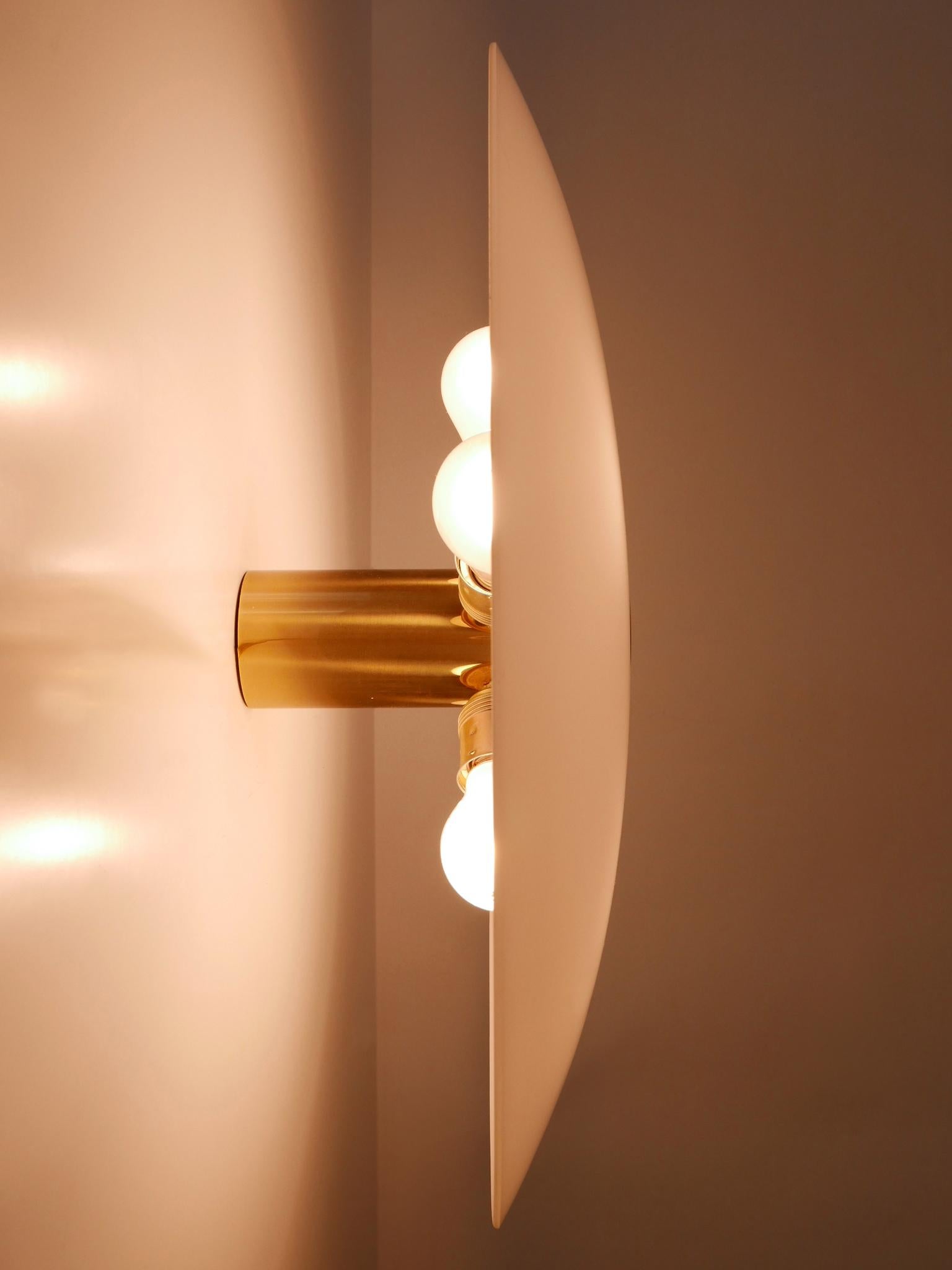 Large Brass & Glass Flush Mount or Sconce by Florian Schulz Germany 1980s 7