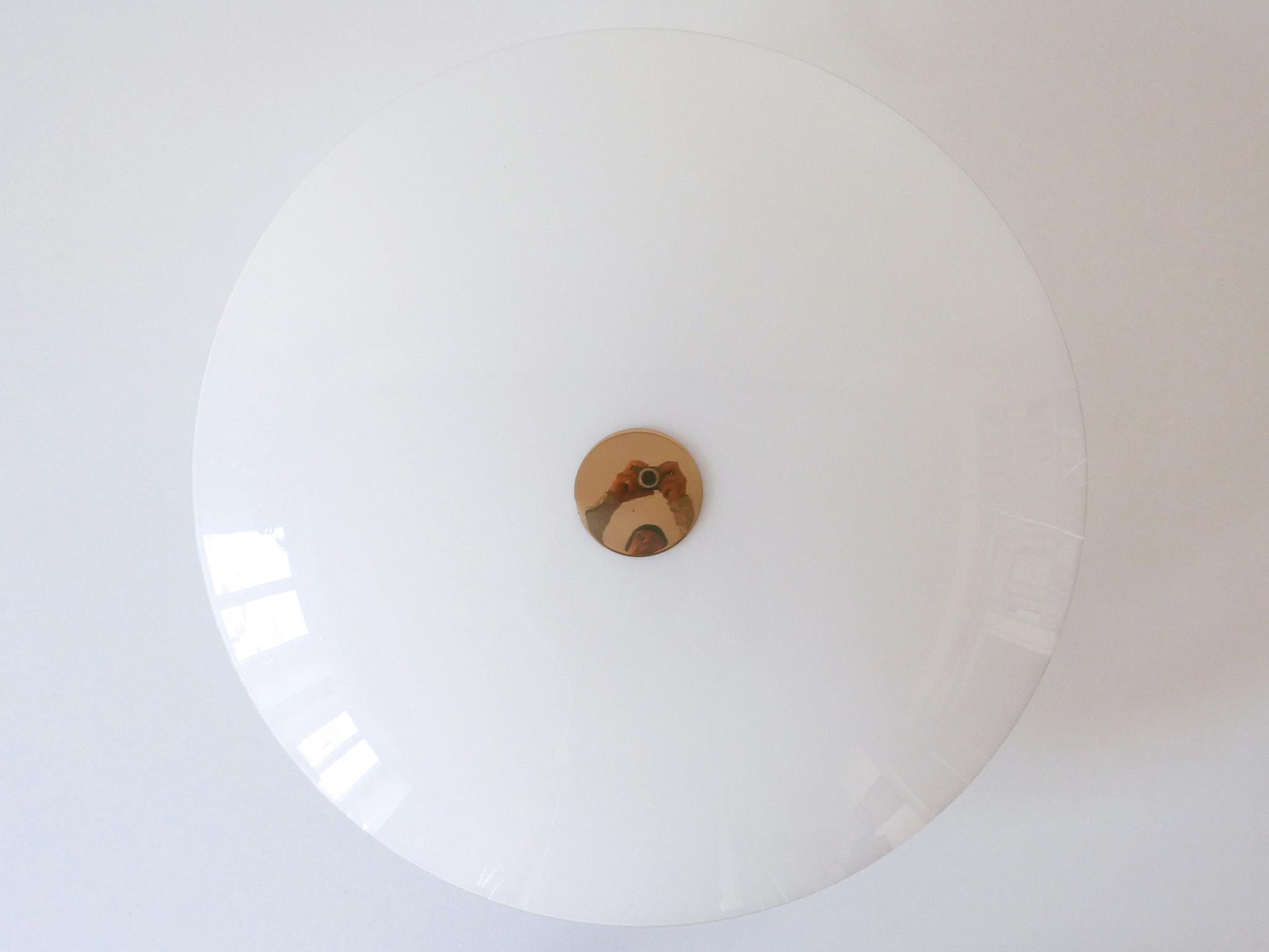 Large Brass & Glass Flush Mount or Sconce by Florian Schulz Germany 1980s 8