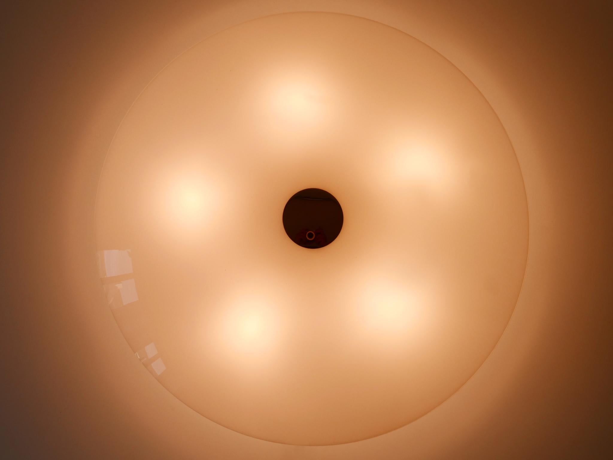 Large Brass & Glass Flush Mount or Sconce by Florian Schulz Germany 1980s 9