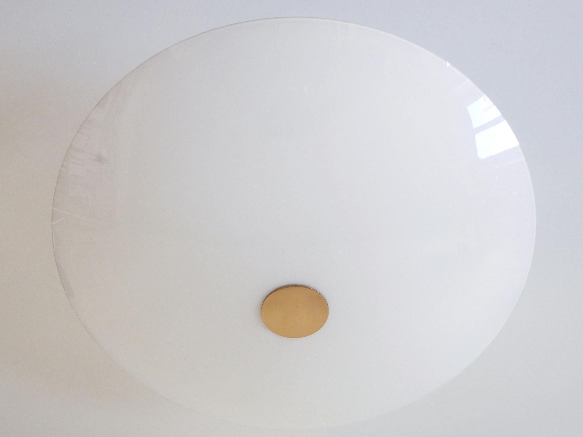 Large Brass & Glass Flush Mount or Sconce by Florian Schulz Germany 1980s 10