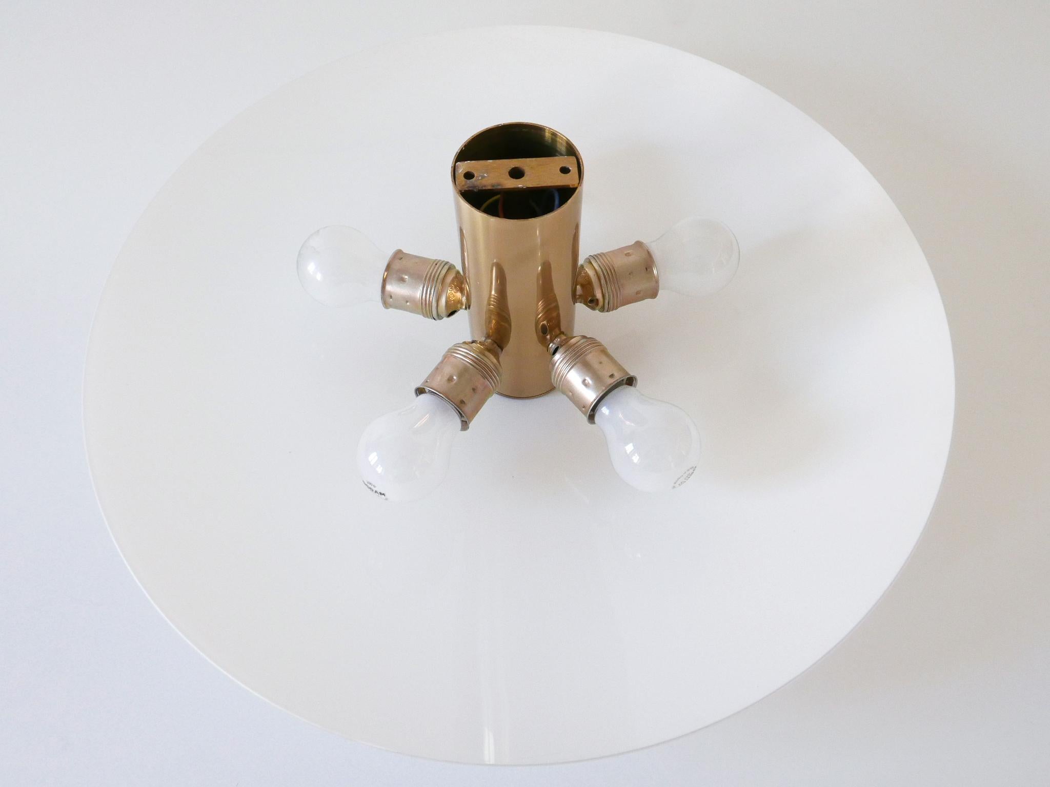 Large Brass & Glass Flush Mount or Sconce by Florian Schulz Germany 1980s 13