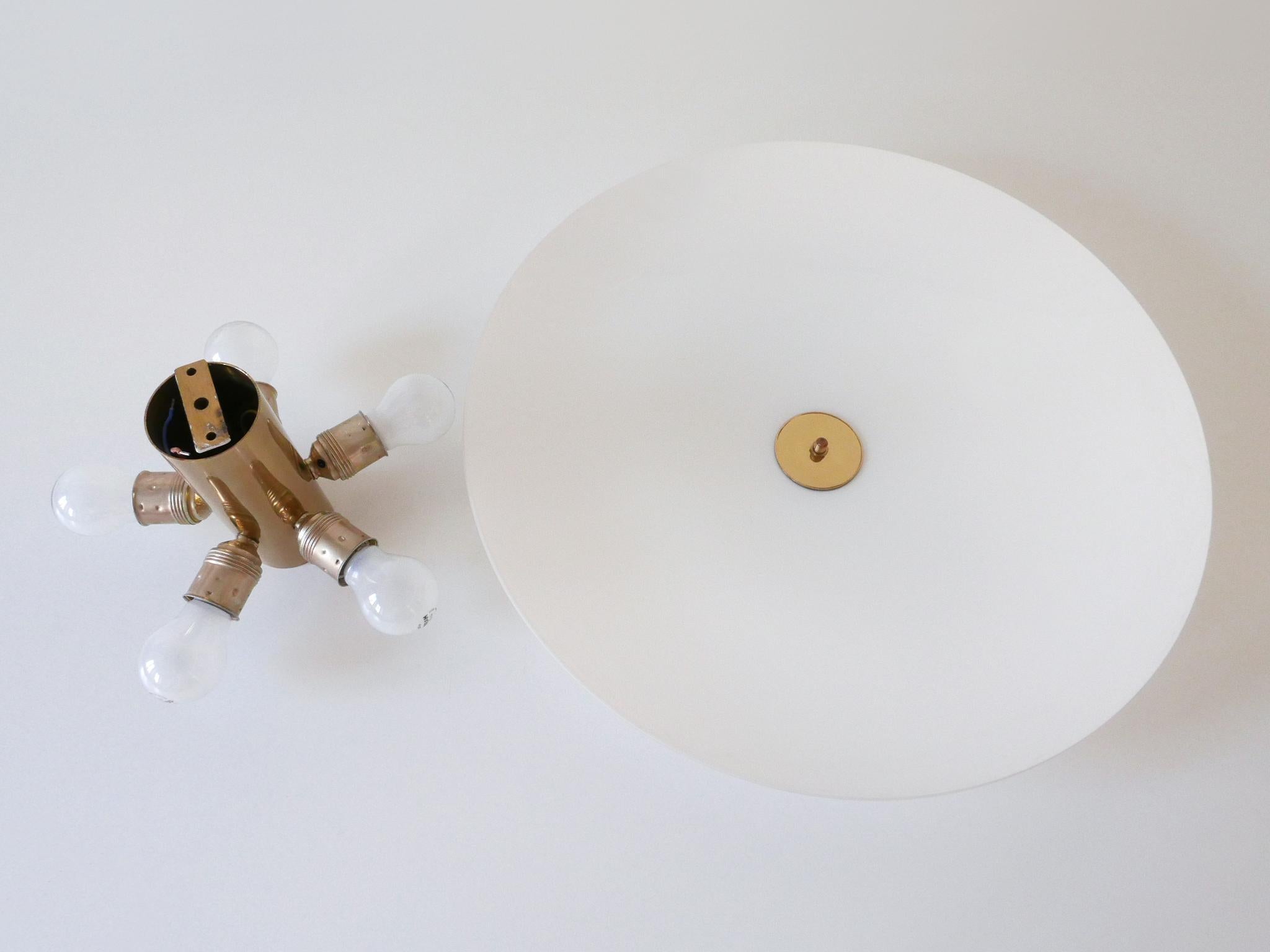 Large Brass & Glass Flush Mount or Sconce by Florian Schulz Germany 1980s 14