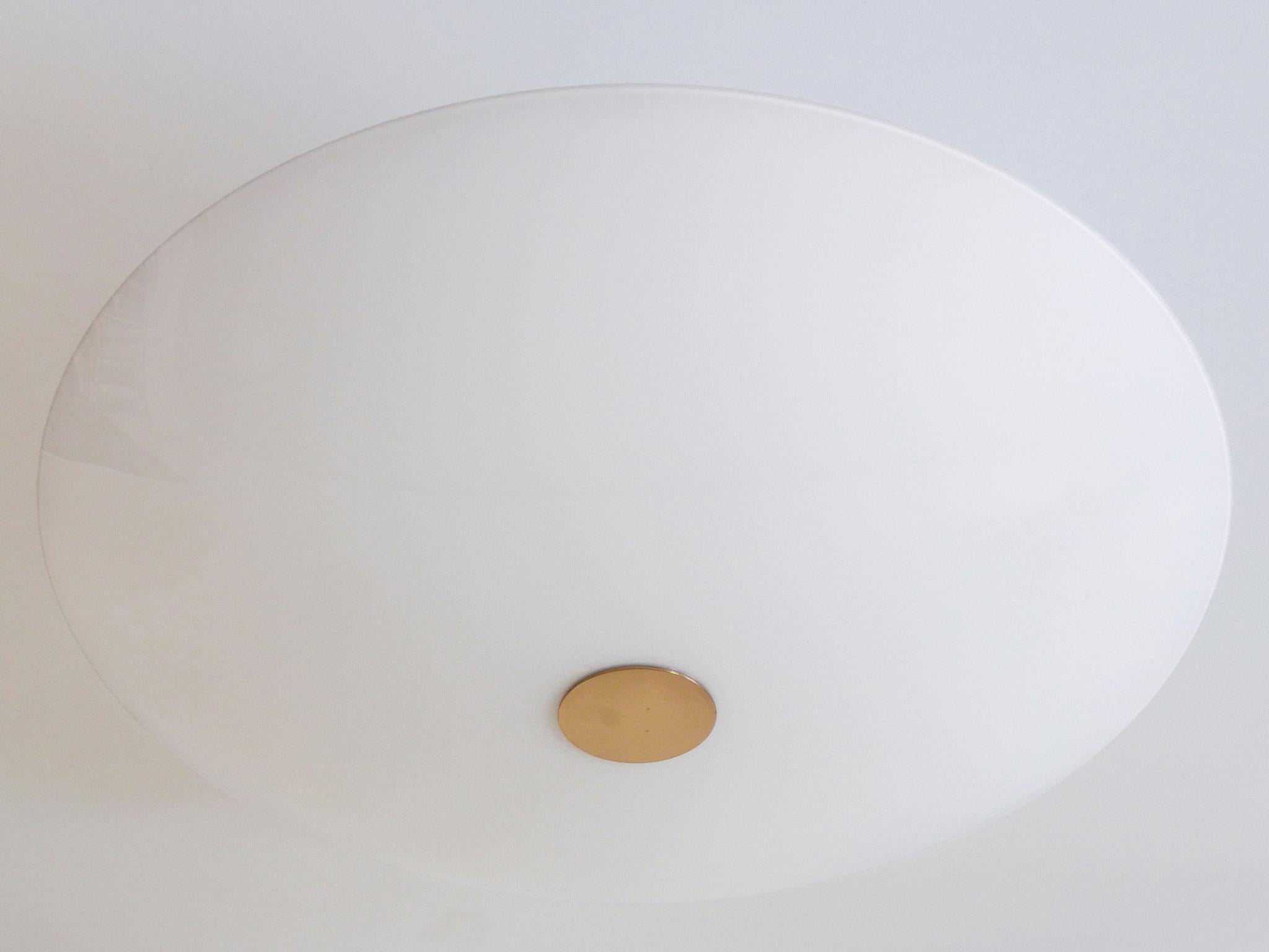 Mid-Century Modern Large Brass & Glass Flush Mount or Sconce by Florian Schulz Germany 1980s