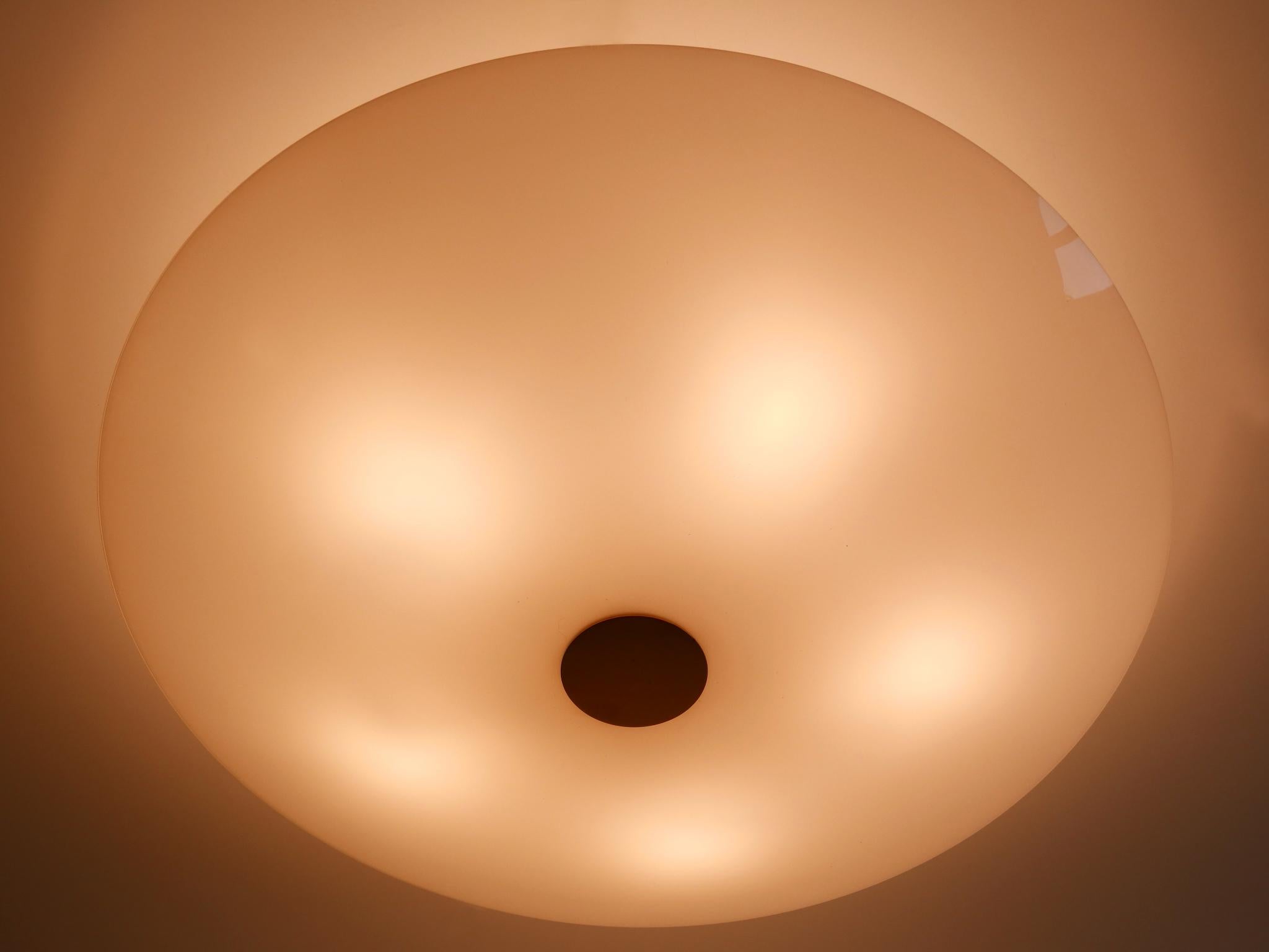 Polished Large Brass & Glass Flush Mount or Sconce by Florian Schulz Germany 1980s