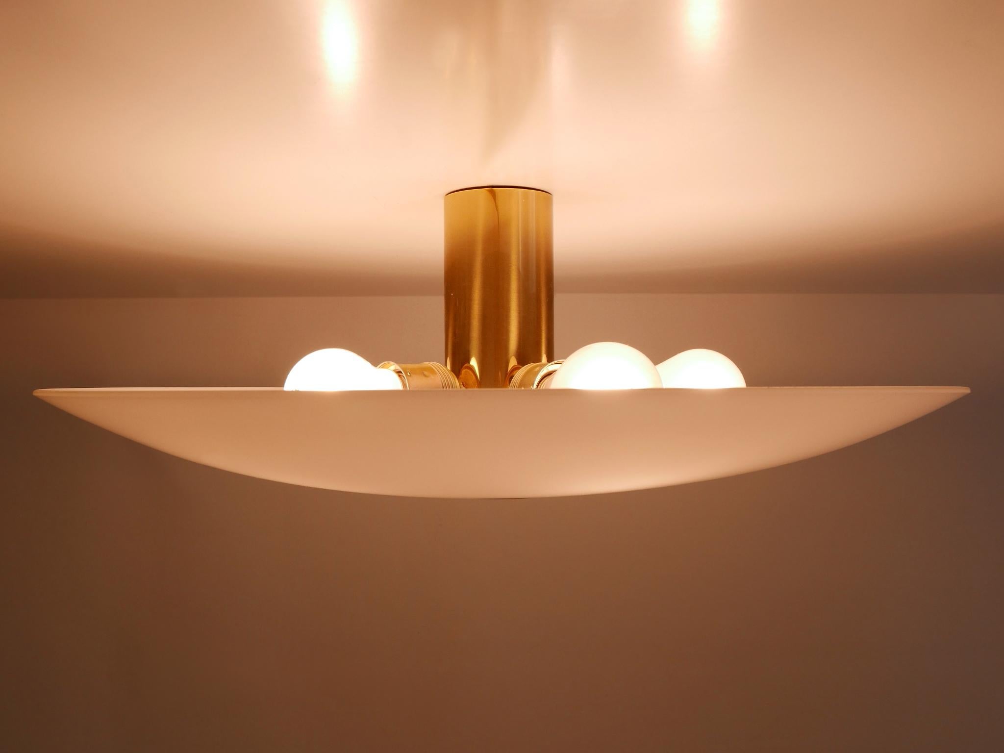 Late 20th Century Large Brass & Glass Flush Mount or Sconce by Florian Schulz Germany 1980s
