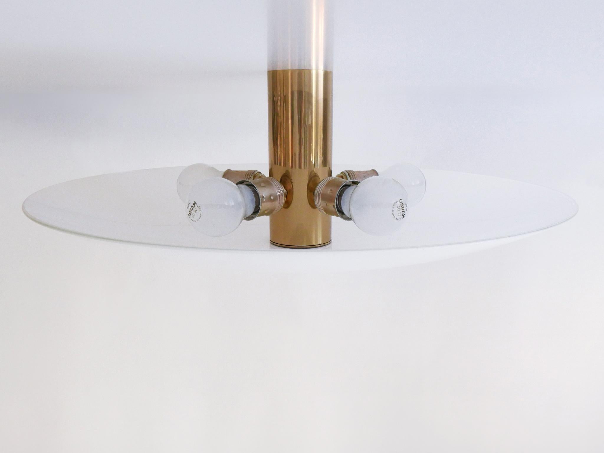 Large Brass & Glass Flush Mount or Sconce by Florian Schulz Germany 1980s 2