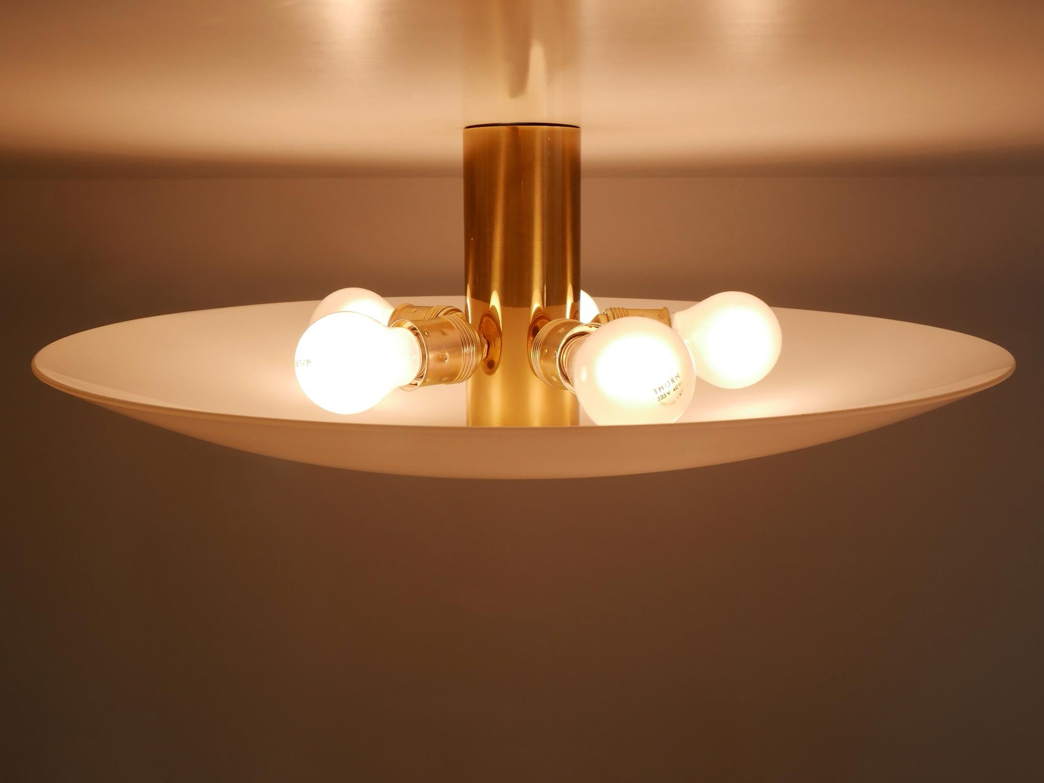 Large Brass & Glass Flush Mount or Sconce by Florian Schulz Germany 1980s 3